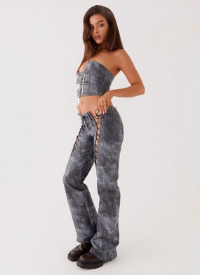 Better When I'm Dancing Lace Up Pants - Graphite Outfit Staple