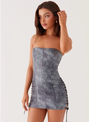 Better When I'm Dancing Mini Dress - Graphite Bright Vibe