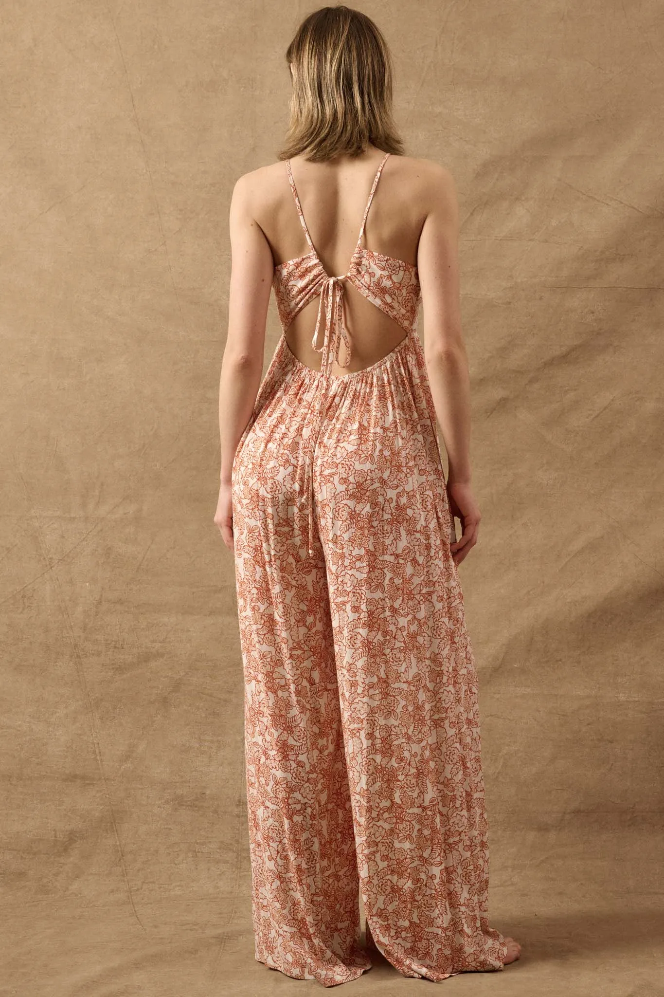 Bewitching Blooms Floral Wide-Leg Halter Jumpsuit