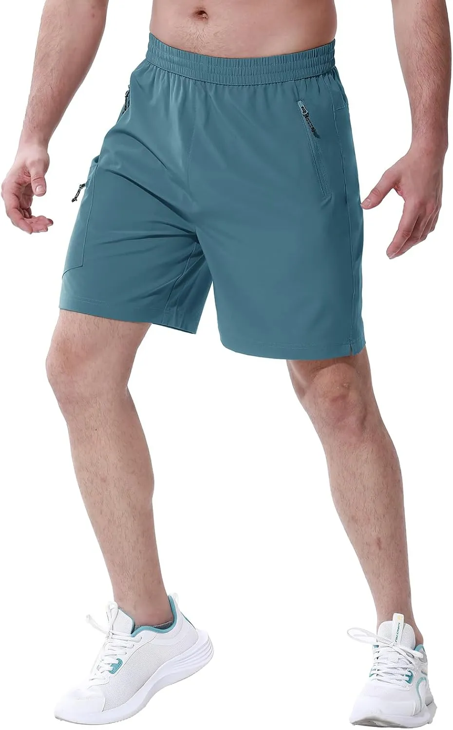 BGOWATU Men's Athletic Hiking Shorts Stretch Quick Dry Sports Gym Shorts with Zipper Pockets for Fishing Travel