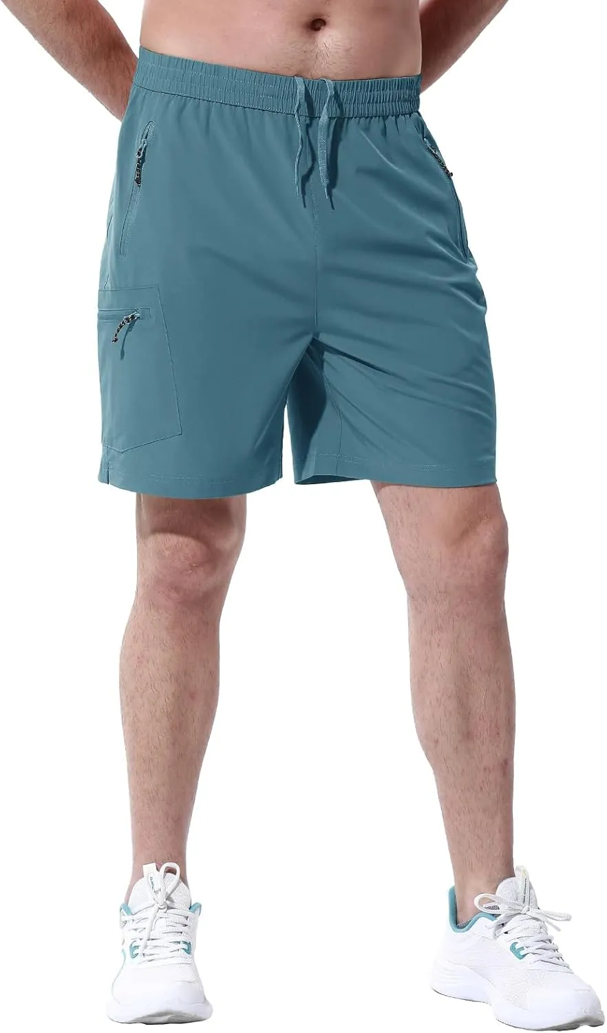 BGOWATU Men's Athletic Hiking Shorts Stretch Quick Dry Sports Gym Shorts with Zipper Pockets for Fishing Travel