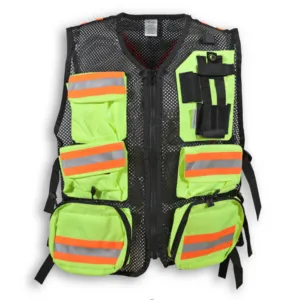 Big K 1000D Nylon Mesh First Aid Safety Vest | Durable 5-Pocket Design | Adjustable Straps | Reflective Tape | YKK Zipper