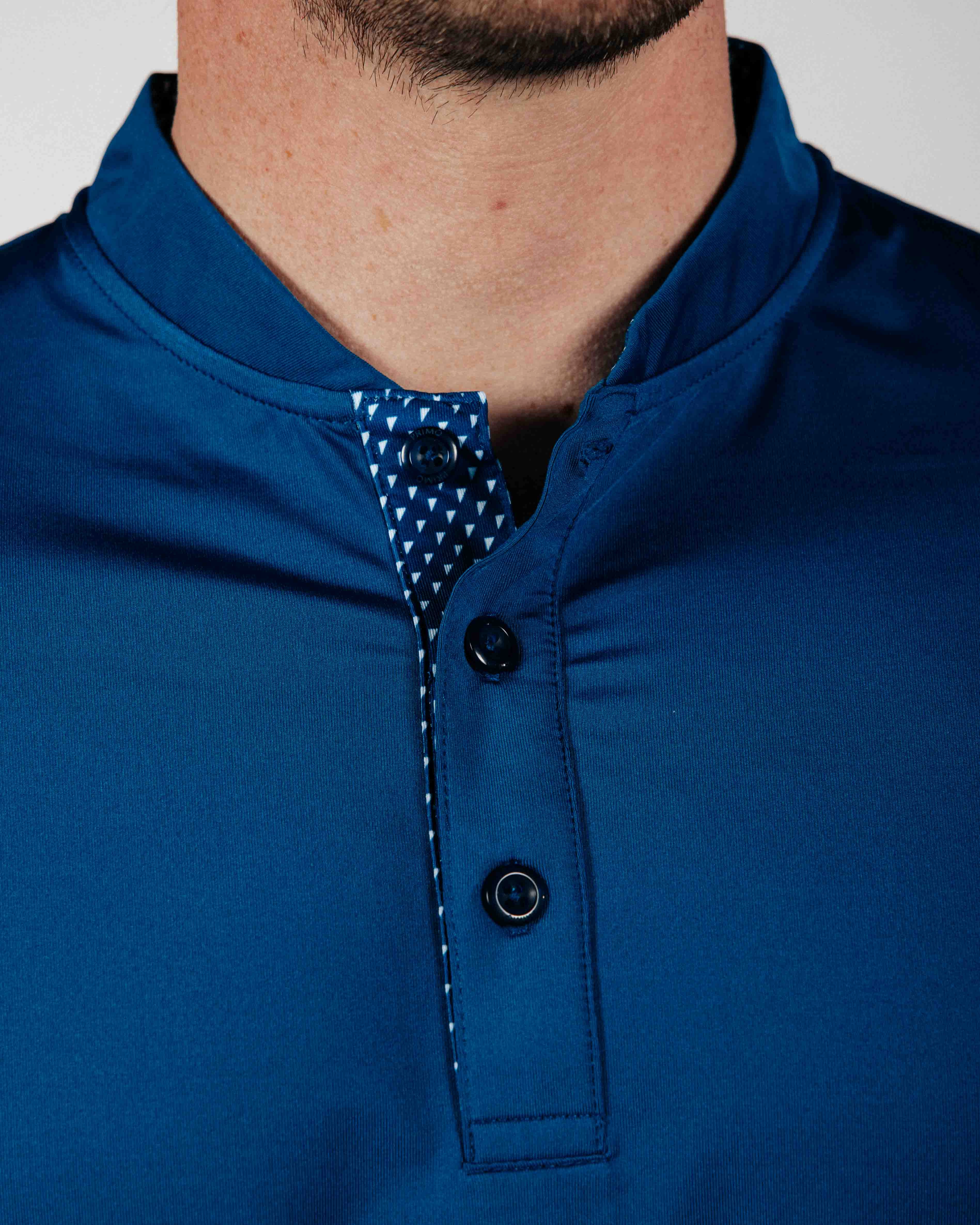 Double Layered Fabric High Density Knit Big Blue Blade Collar Polo