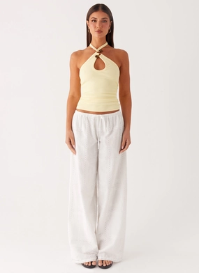 Soft Feel Bille Low Rise Pants - White