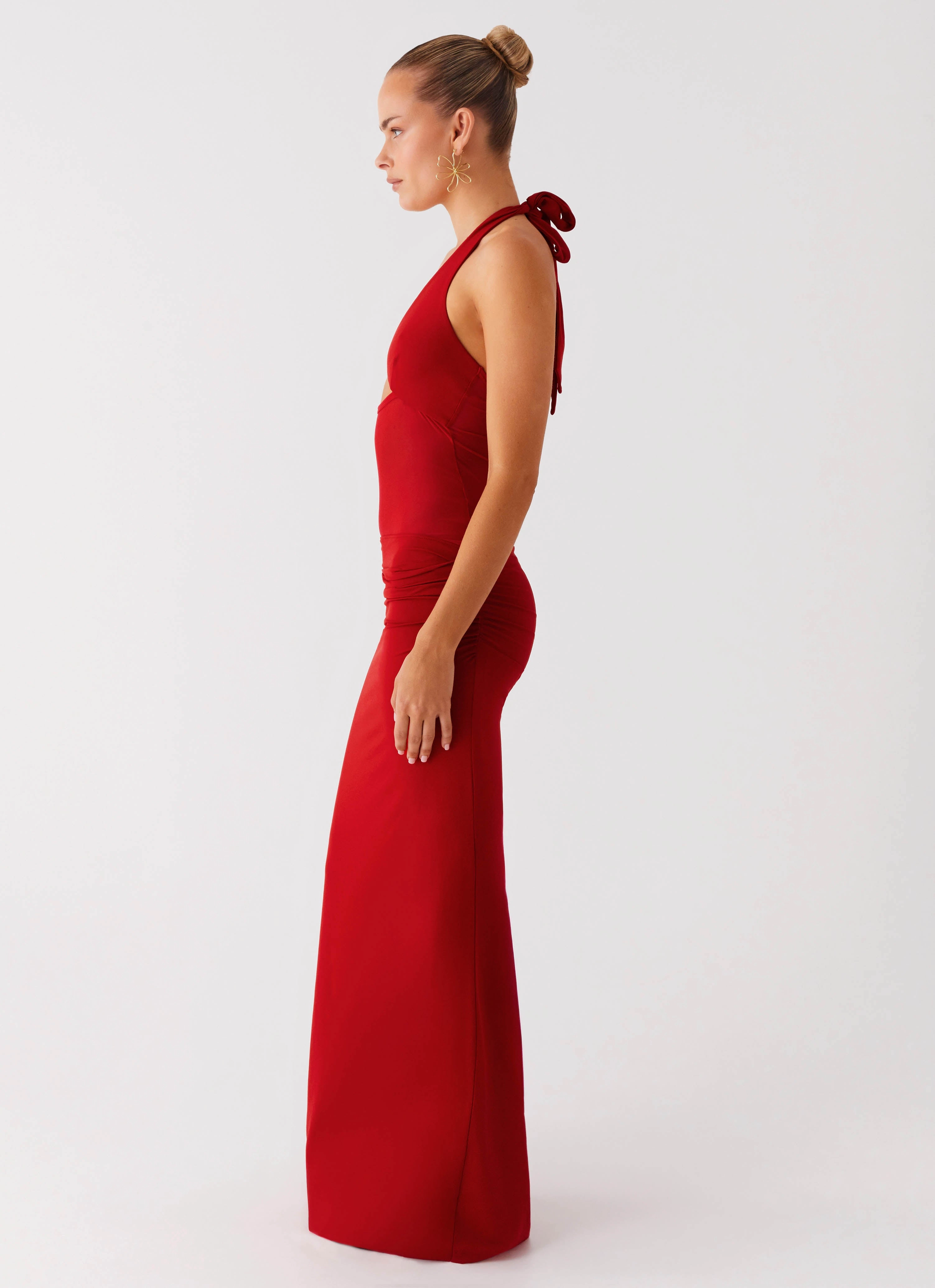 Billen Halter Maxi Dress - Red plus-size