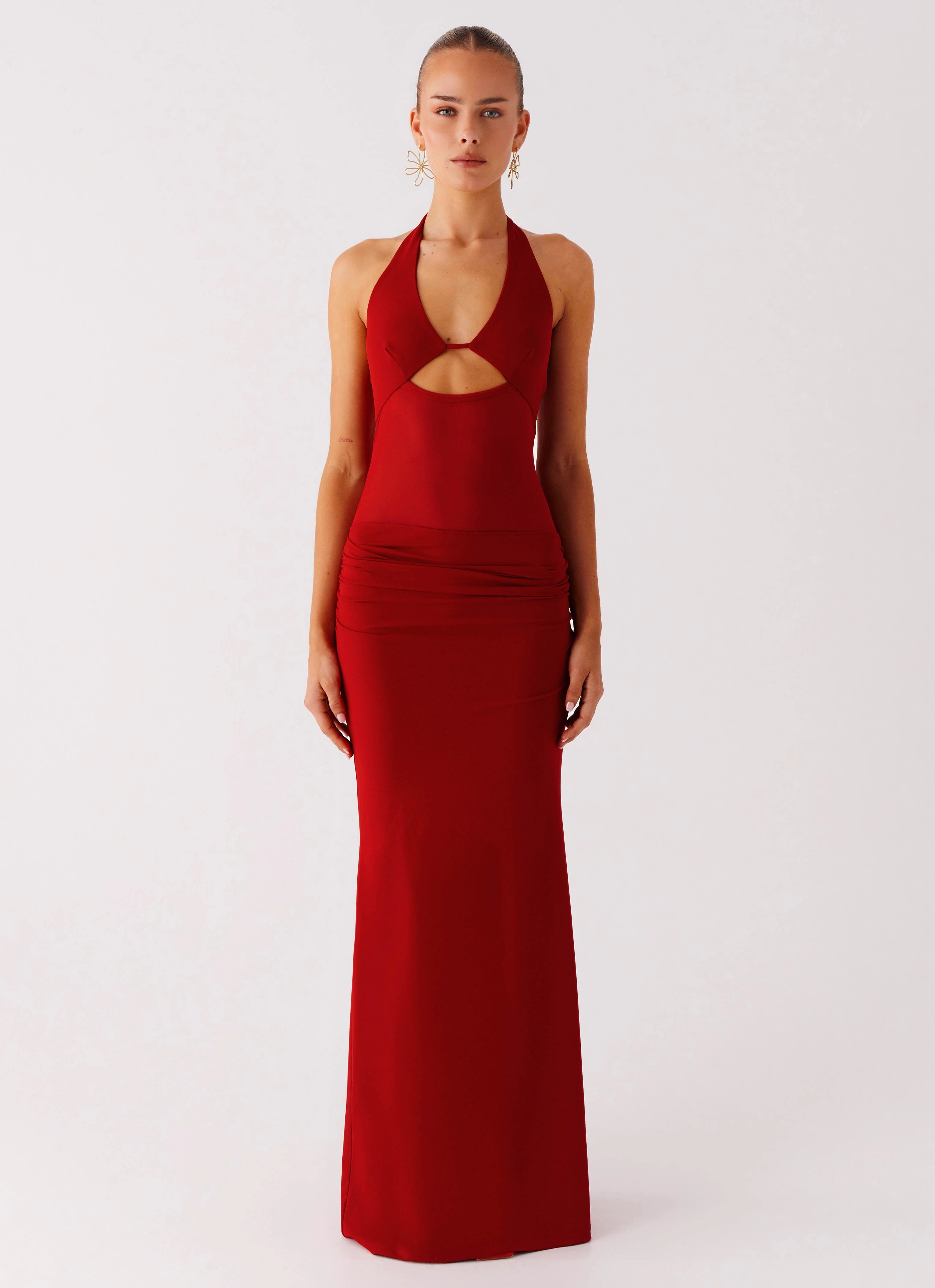 Billen Halter Maxi Dress - Red Inclusive Fit Smooth Lines