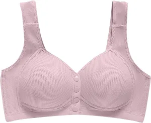 Binmer Lace Bras for Women Sponge Cup Front Closure Bras for Middle-Aged and Elderly Plus Size Full Coverage Bras No Wire Bra