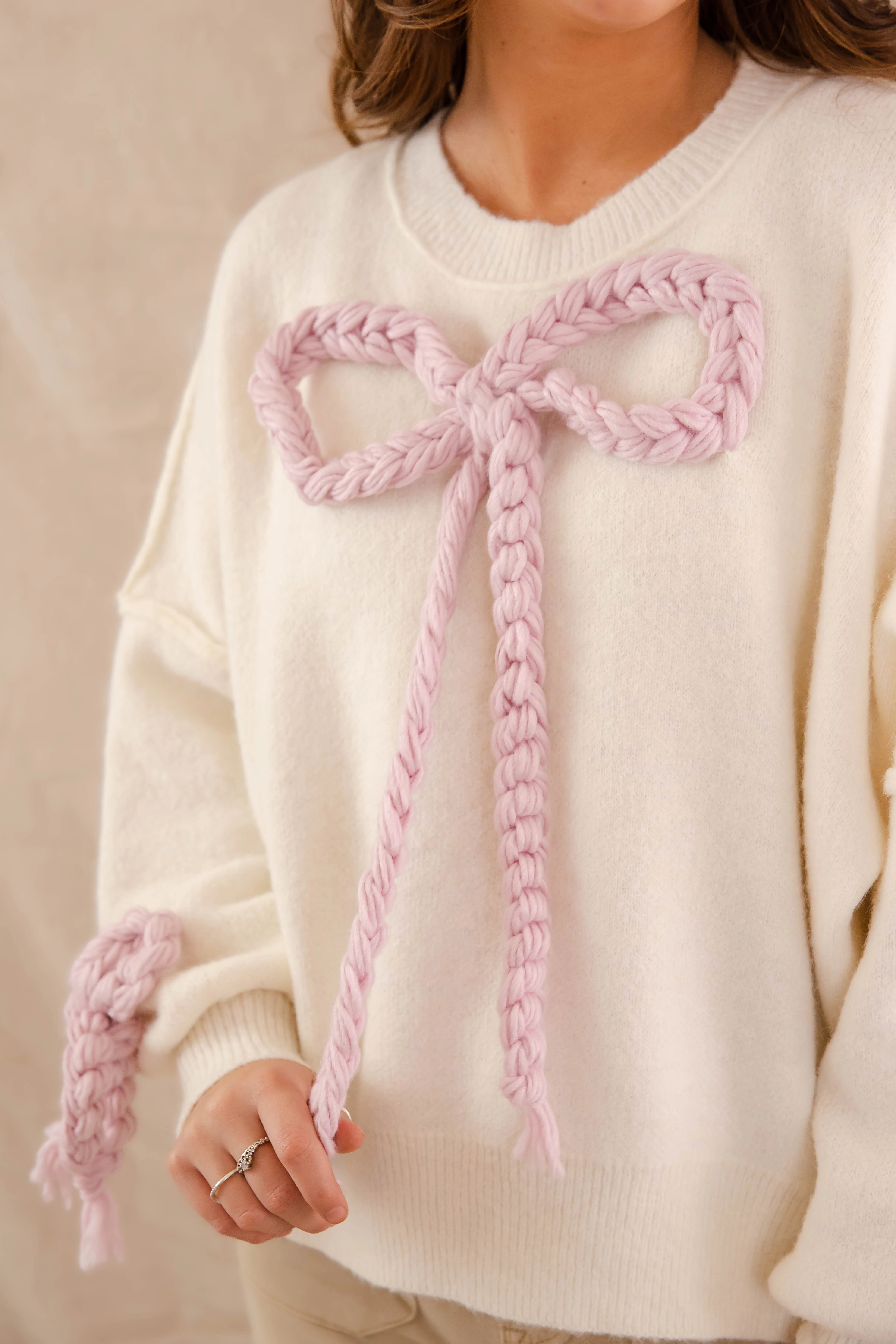 Searching For A Cowboy Sweater-Ivory Bound Seam Edges