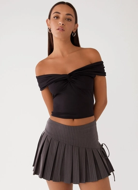 SolarReflectiveFinish Trixie Twist Off Shoulder Top - Black