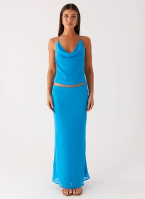 Another Life Chiffon Maxi Skirt - Turquoise Quick-Dry Material
