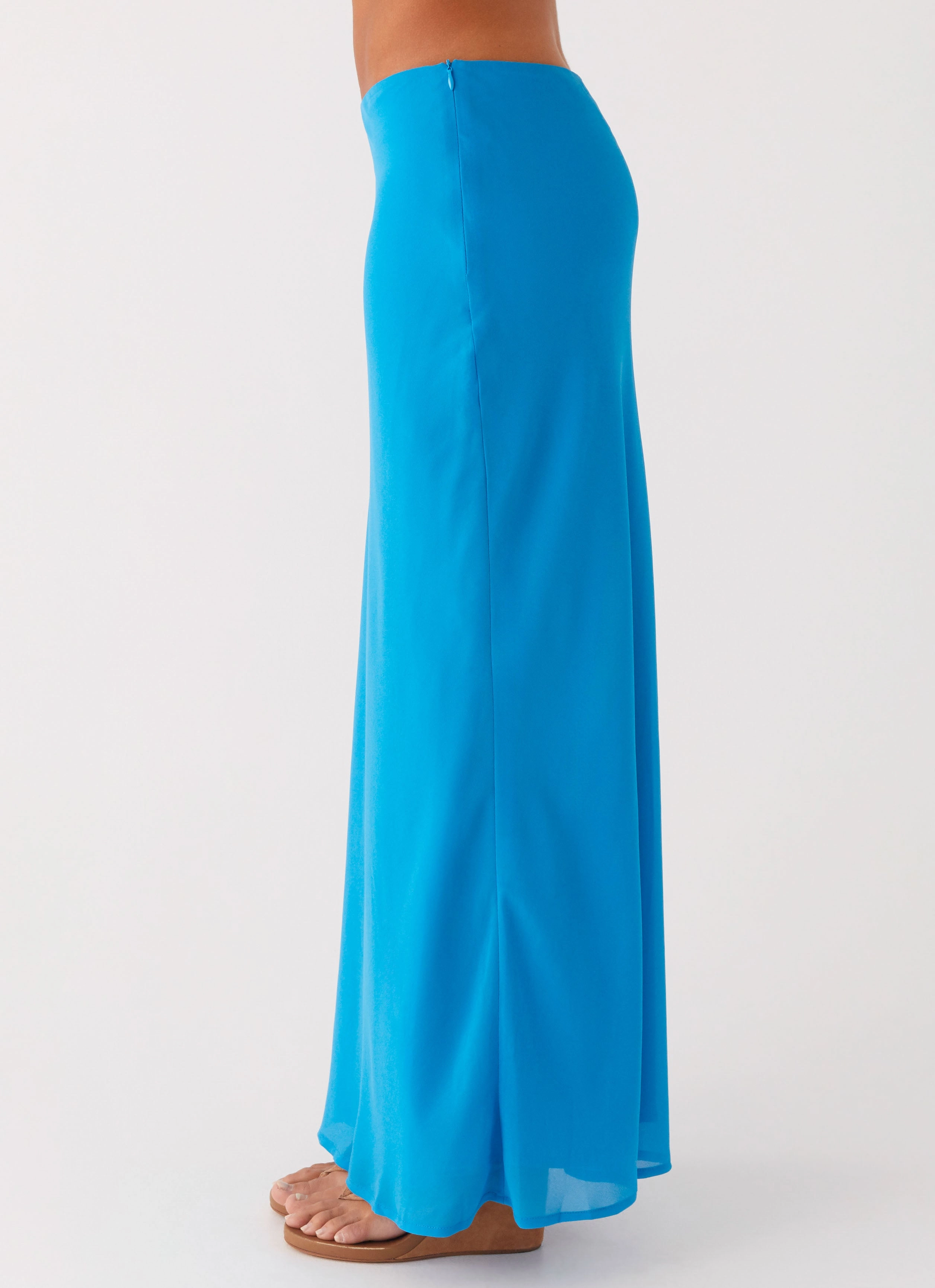Stretch Panels Another Life Chiffon Maxi Skirt - Turquoise