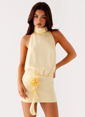 ReinforcedHem Vibrant Form Birdie Halterneck Mini Dress - Yellow