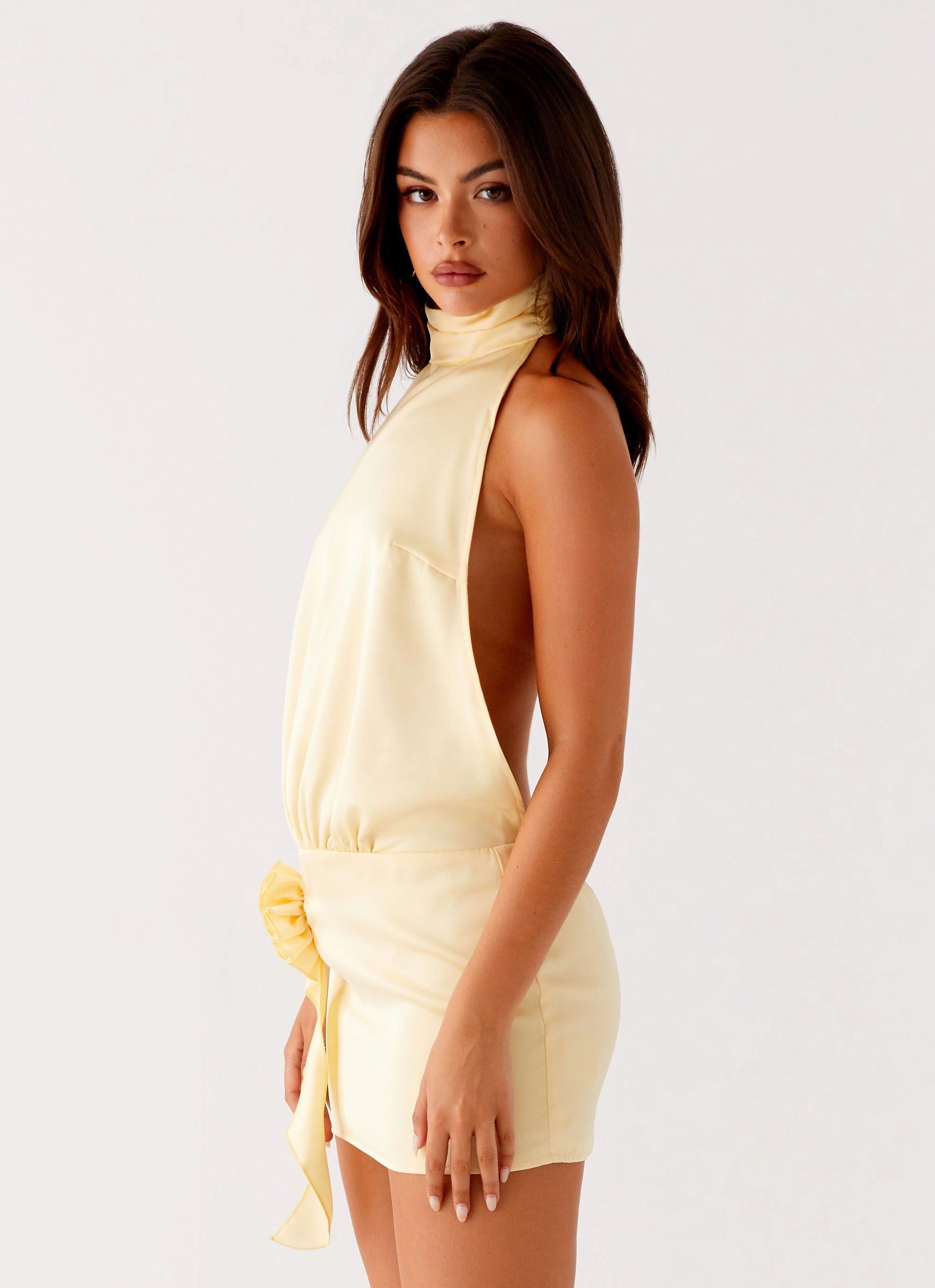 Perfect Layers Luxe Look Birdie Halterneck Mini Dress - Yellow