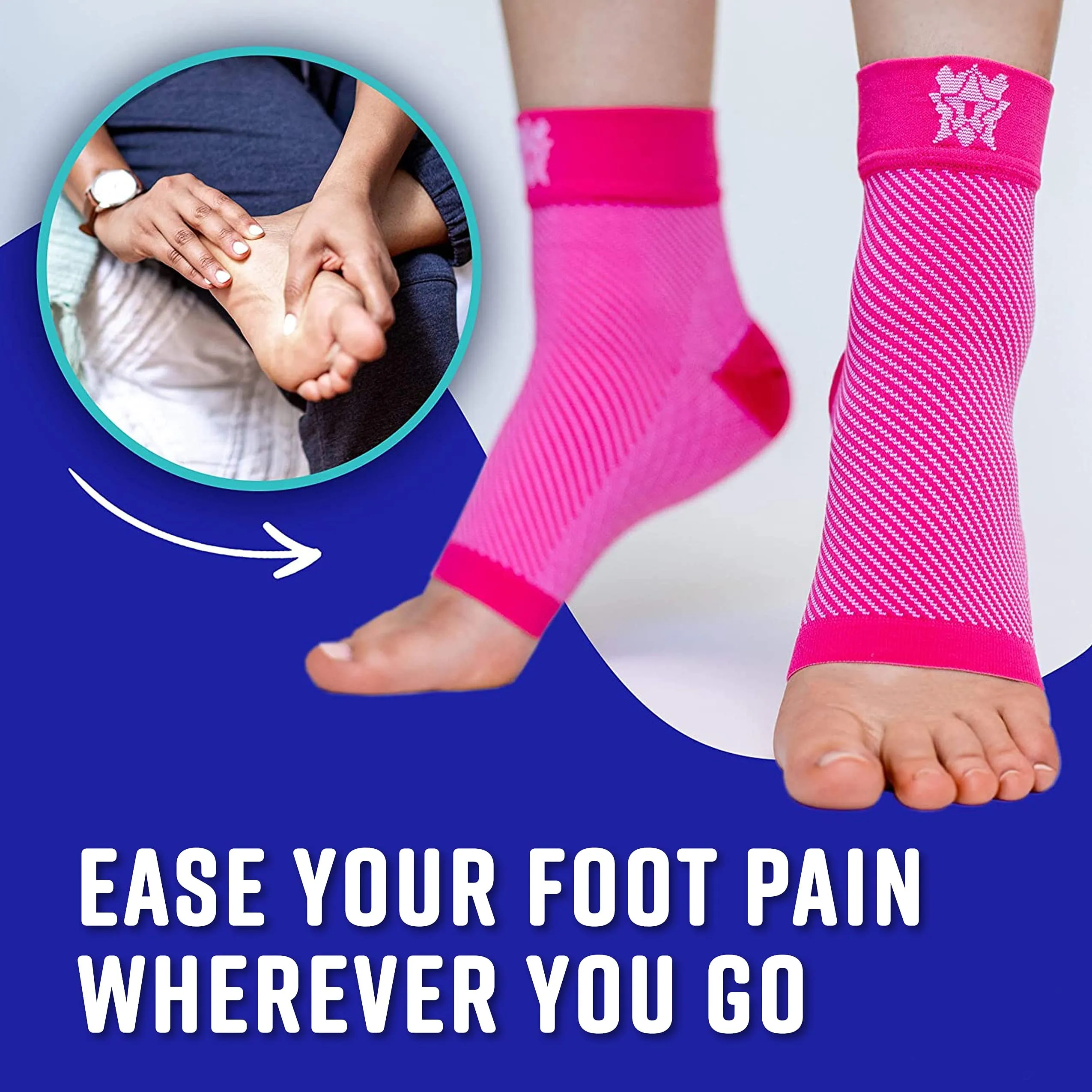 Bitly Plantar Fasciitis for Women & Men Socks Foot & Ankle Compression Sleeve, Pink, M Medium 1