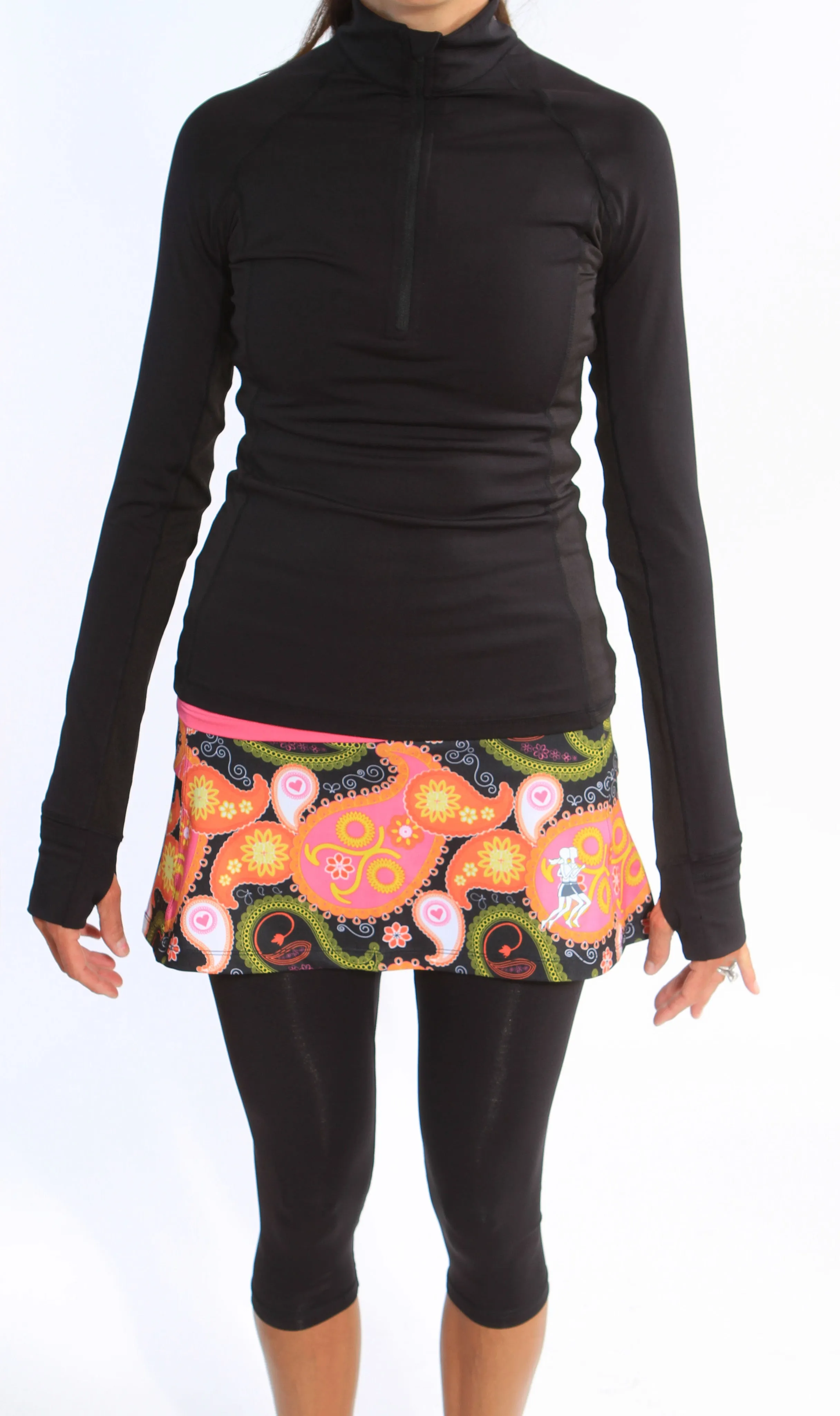 Black Paisley Capri Skirt