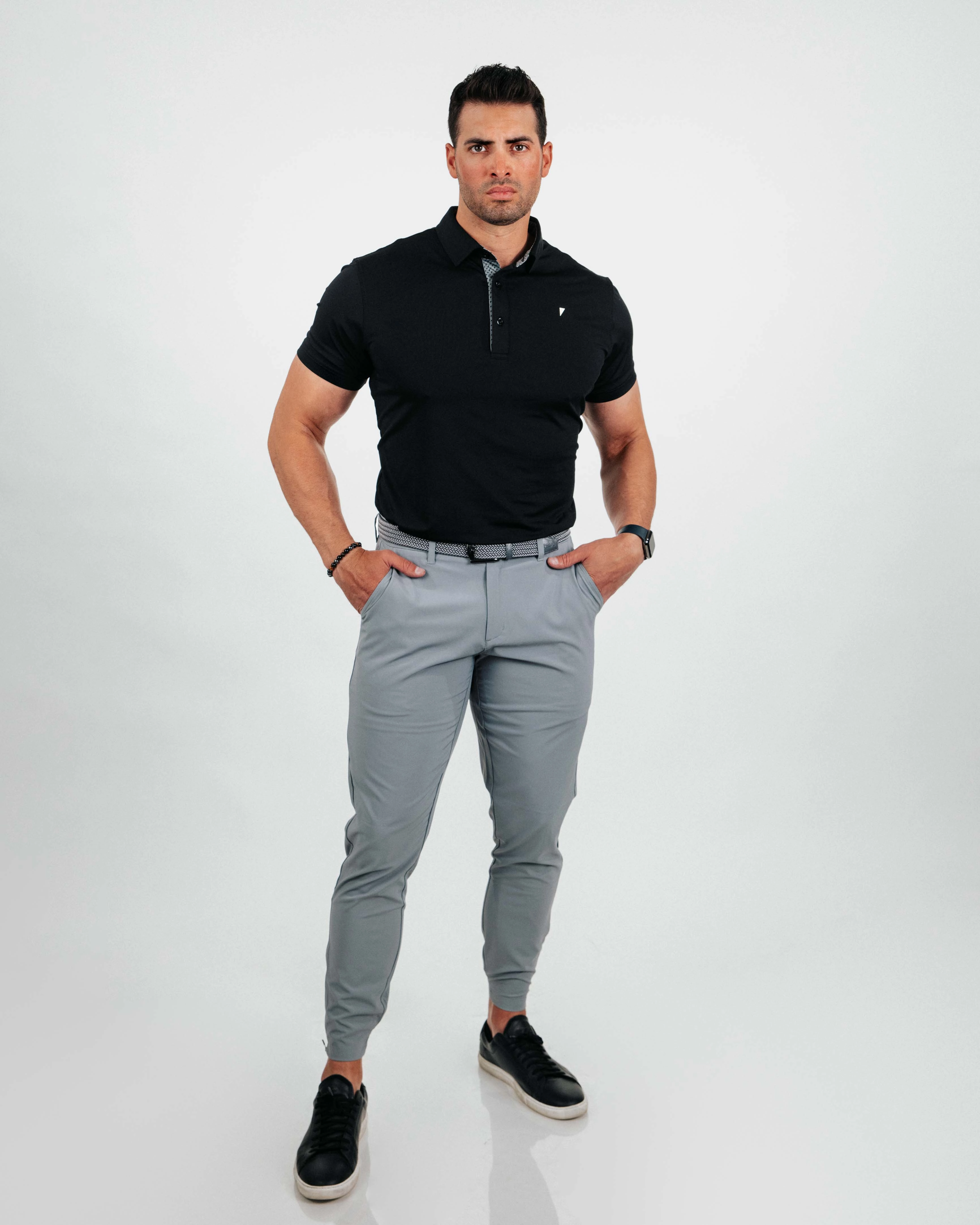 Black Classic Polo Friction Resistant Edges AdjustableHemCuffs