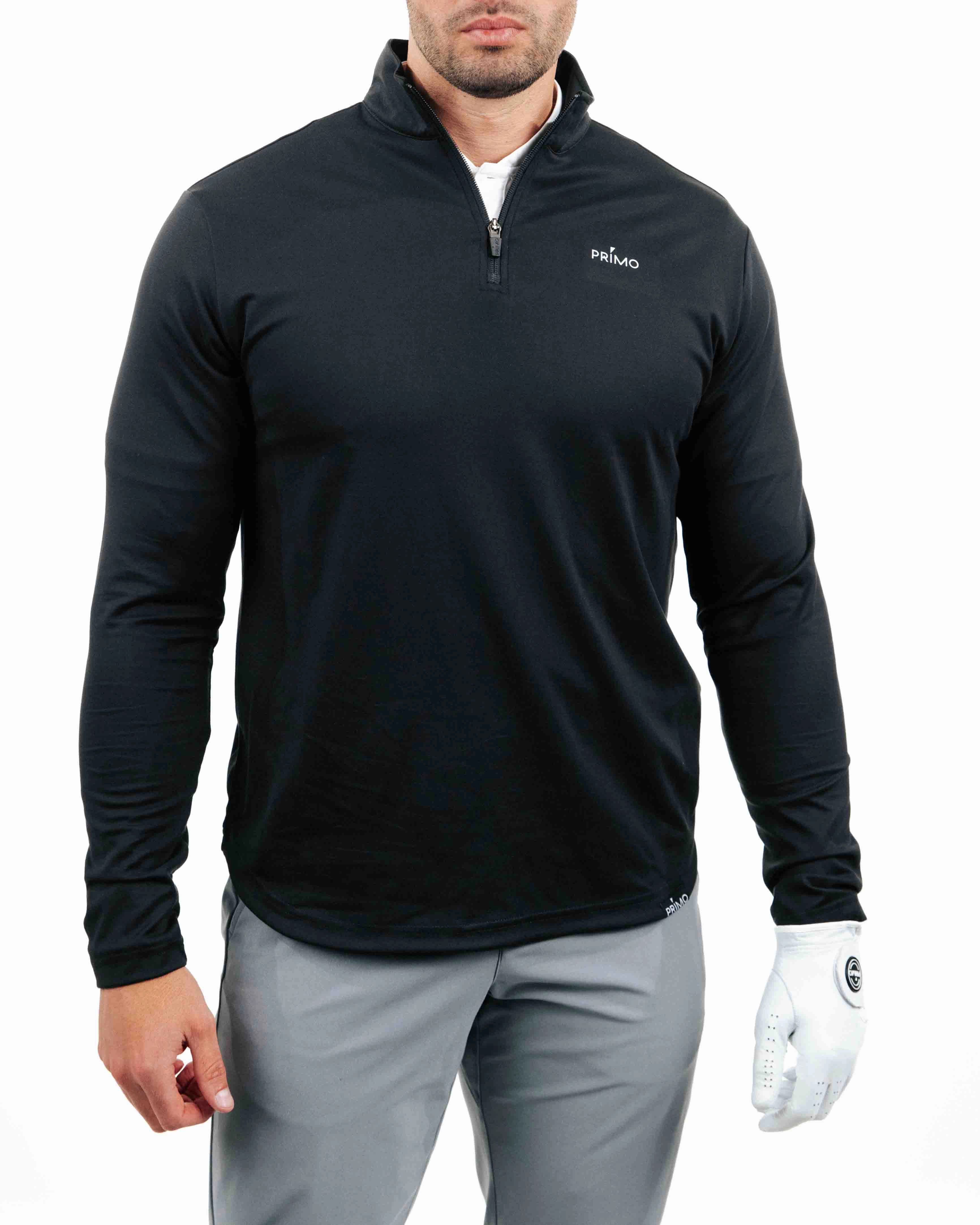 Black Classic Quarter Zip All Over Print Technique Midweight Four Way Stretch
