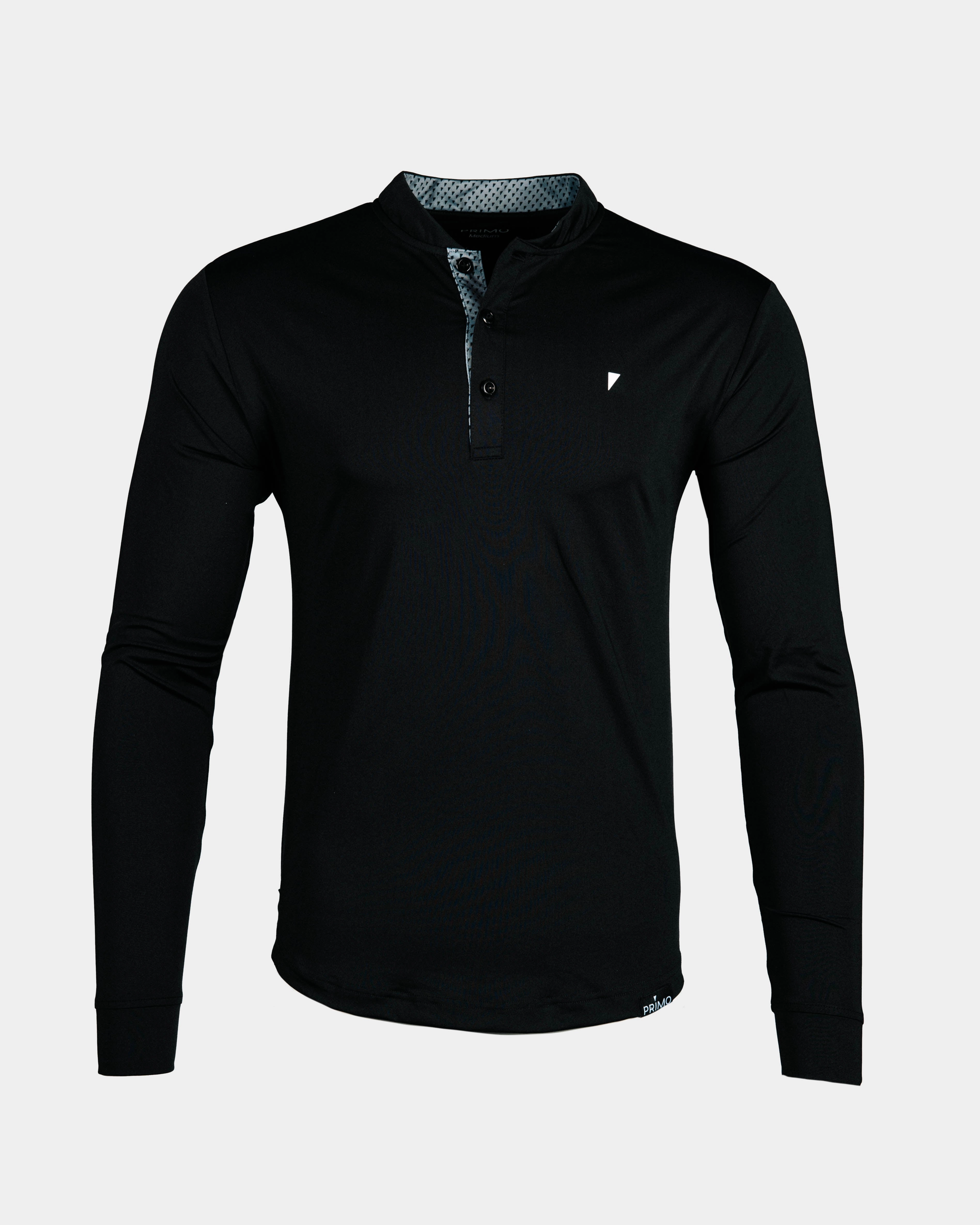 Black Long Sleeve Blade Polo Double Stitched Hem Relaxed Tank