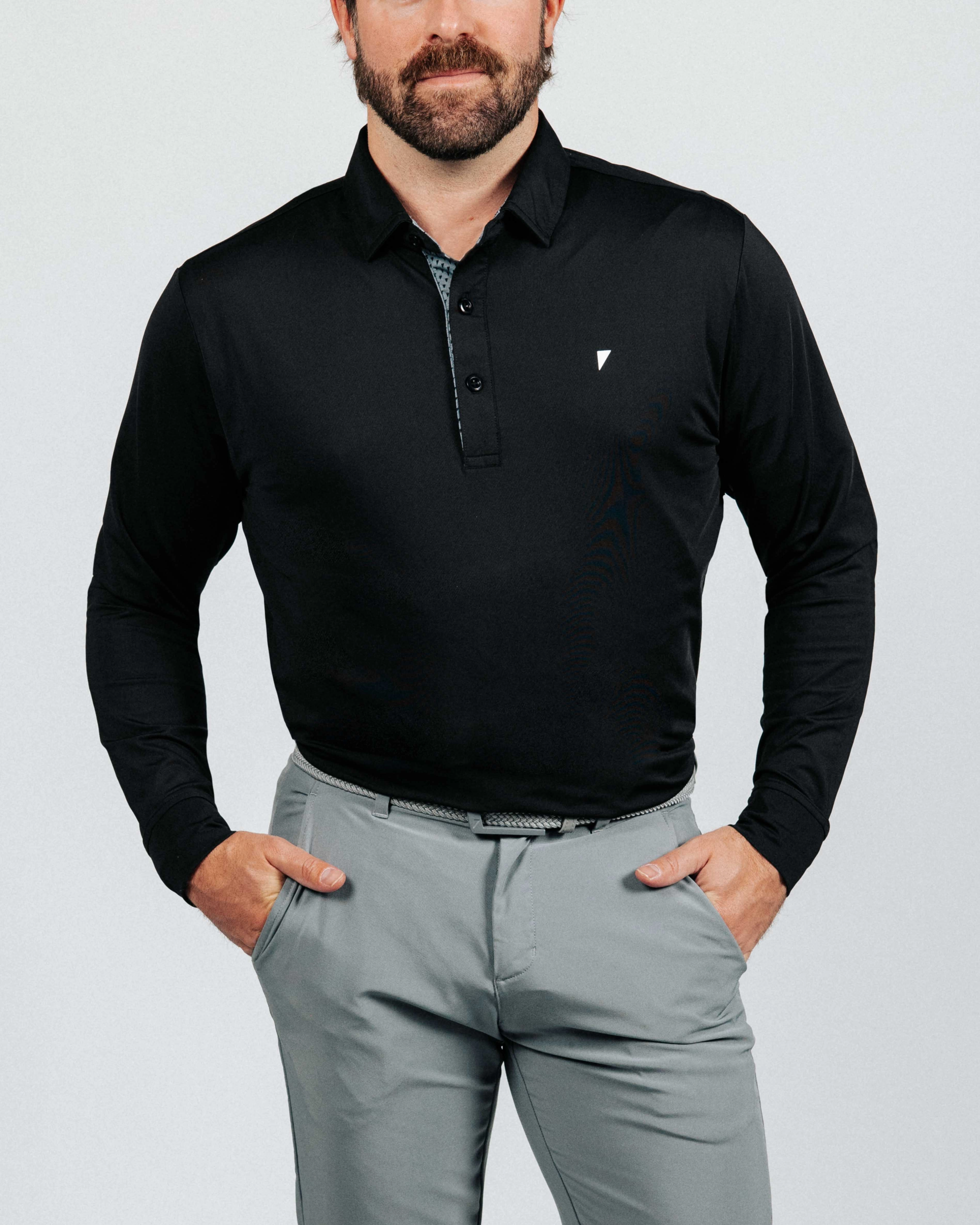 Black Long Sleeve Classic Polo FrictionReducing