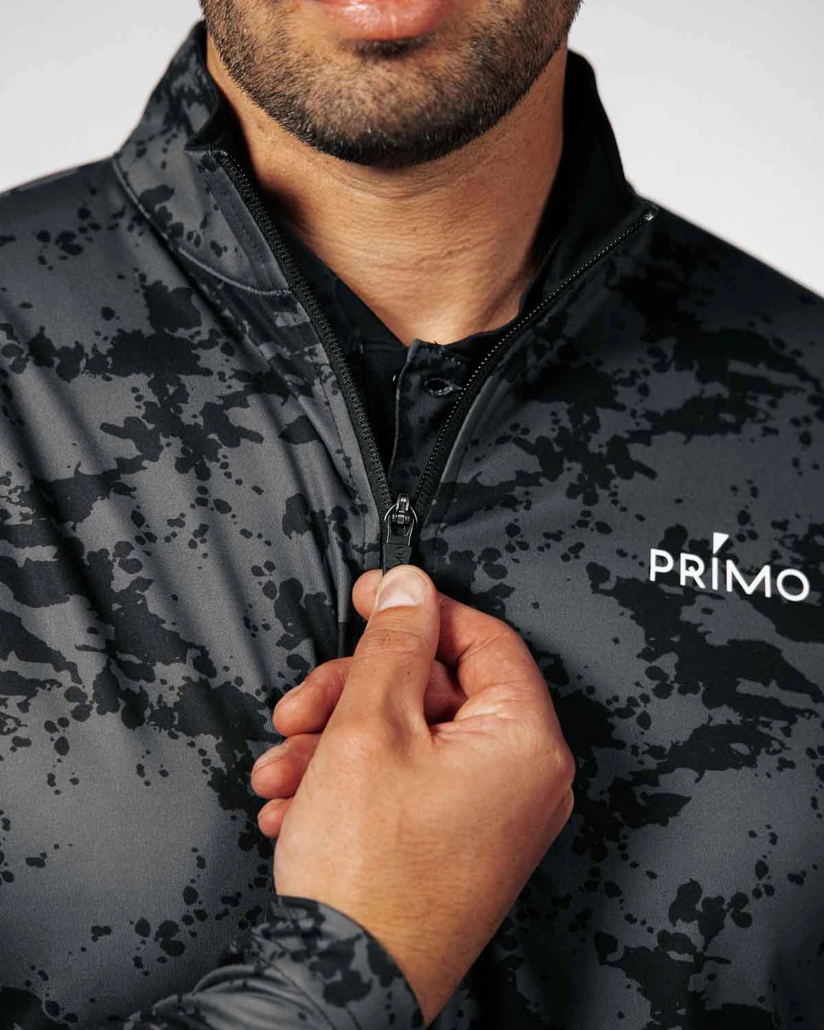 Black Splatter Classic Quarter Zip Flatlock Seams