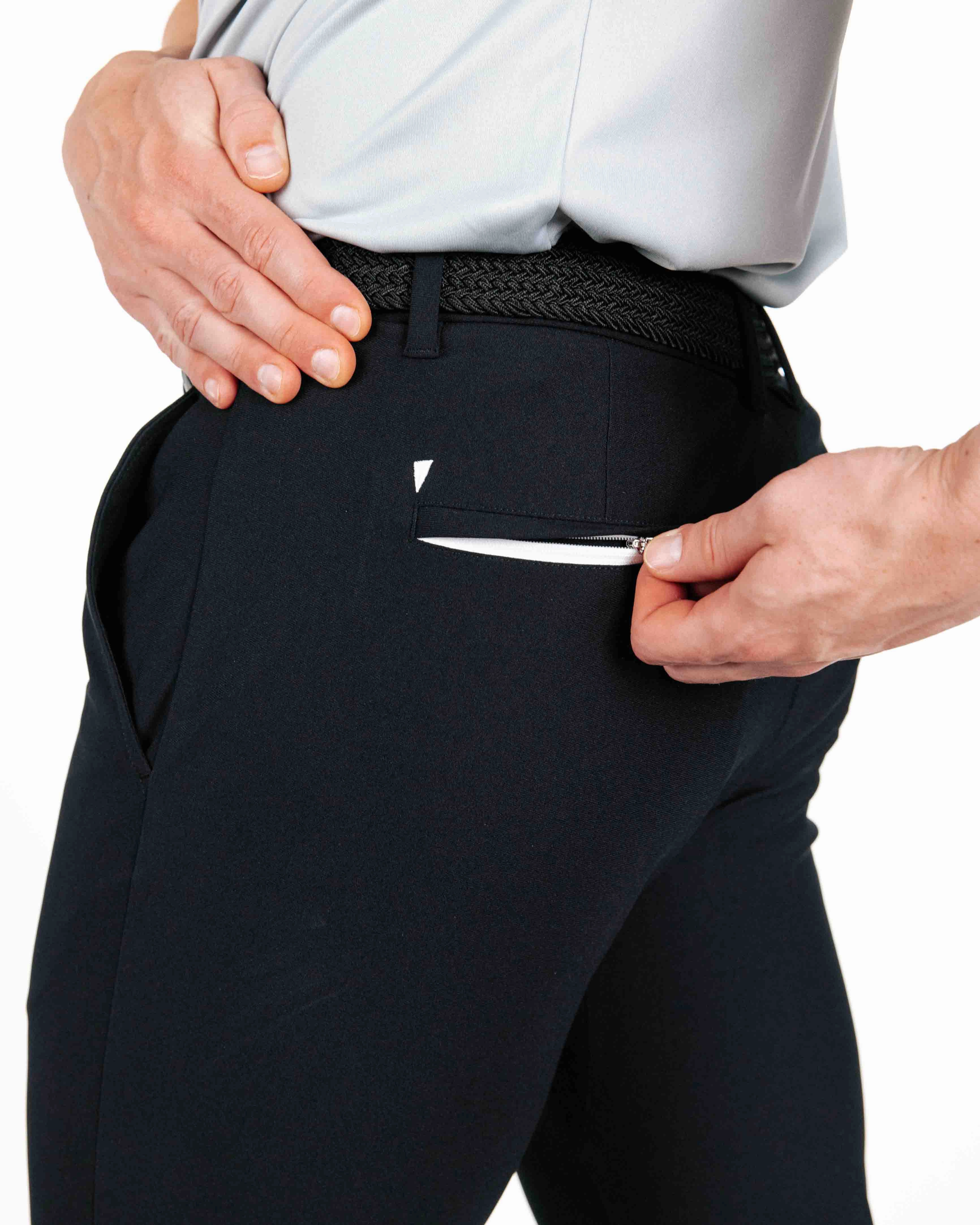 Black Traditional Pants NonSlipInnerGrip Casual Comfort Fit