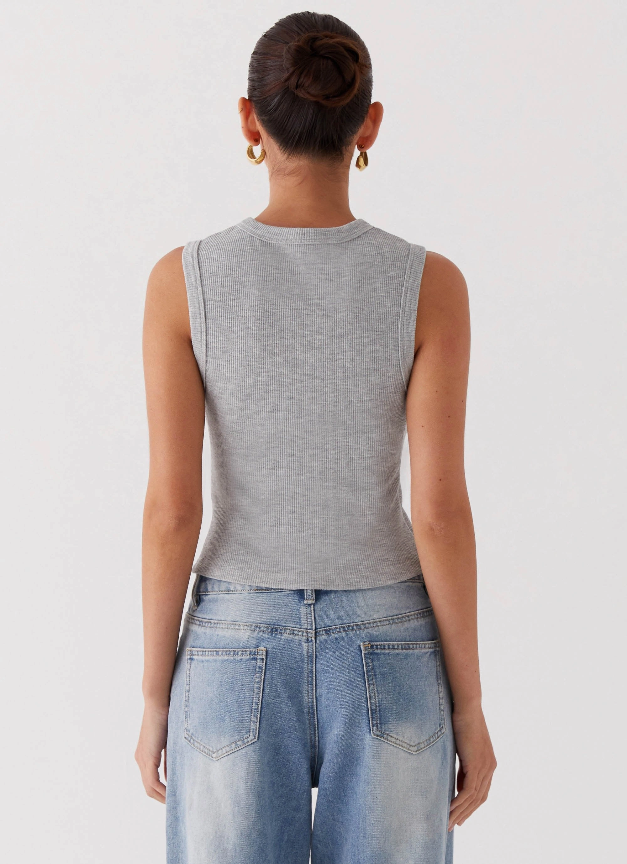 QuickRelease Blair Buttoned Tank Top - Grey Marle