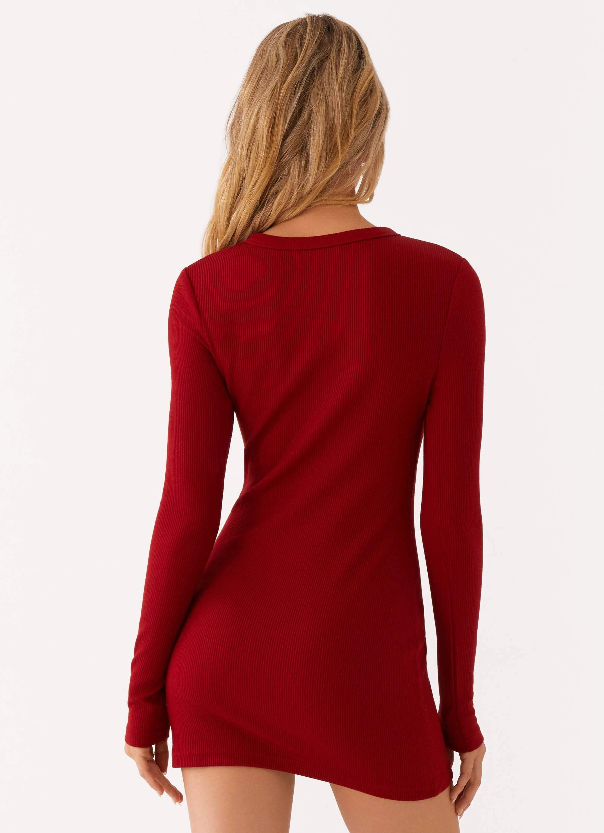 Seasonal Mood Blair Long Sleeve Mini Dress - Red