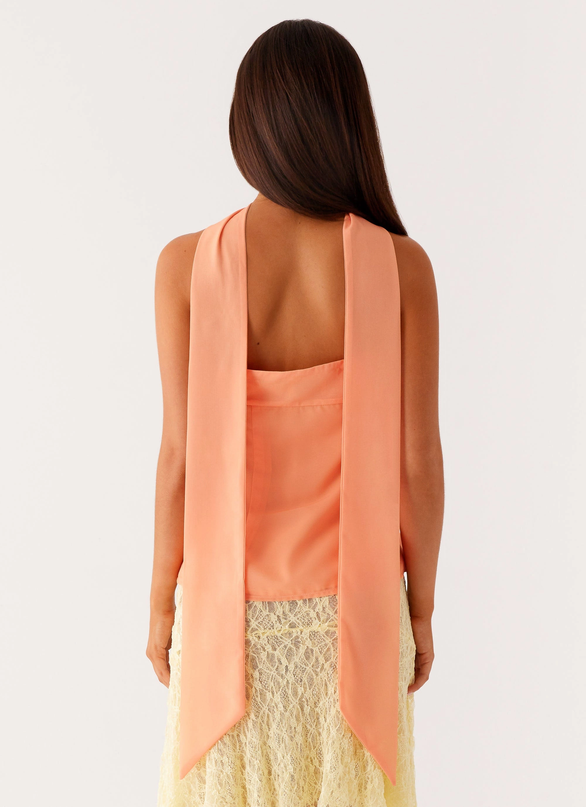 Blaise Scarf Top - Orange Floral Modern Silhouette