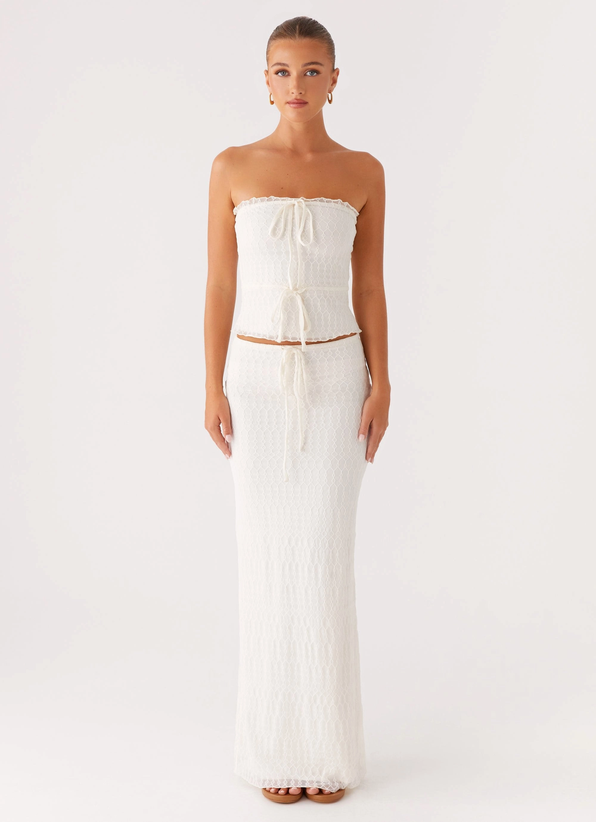 Blakely Maxi Skirt - Ivory High Density Weave