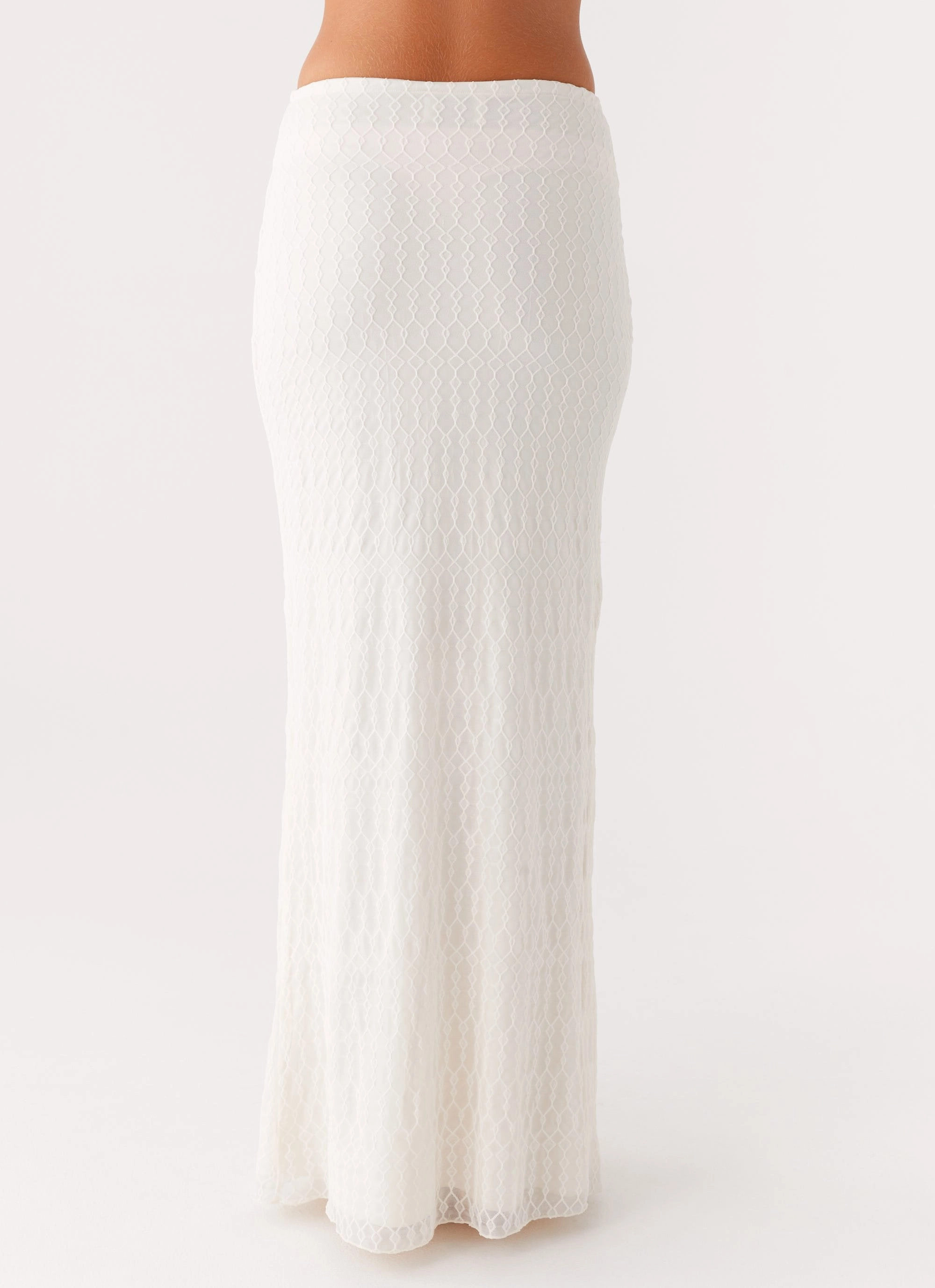 Premium Stretch Light wash Blakely Maxi Skirt - Ivory