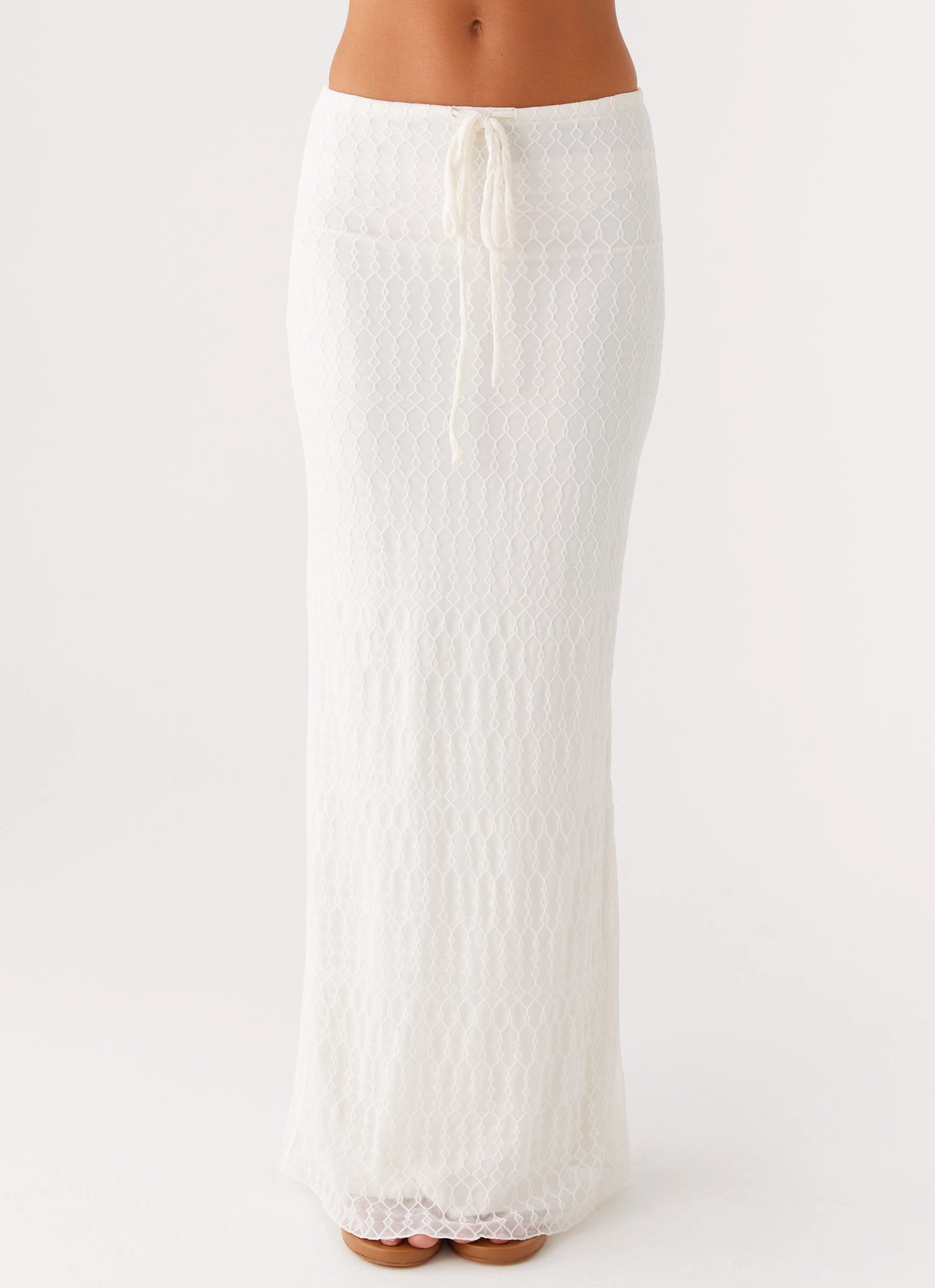 Blakely Maxi Skirt - Ivory Water Repellent smooth zipper