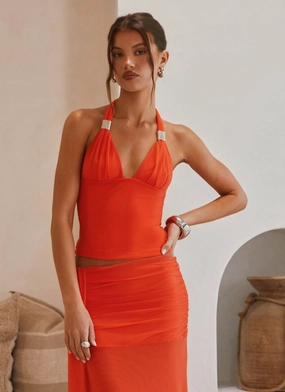 Blaze Halter Top - Fire Red Ultra Soft Handfeel