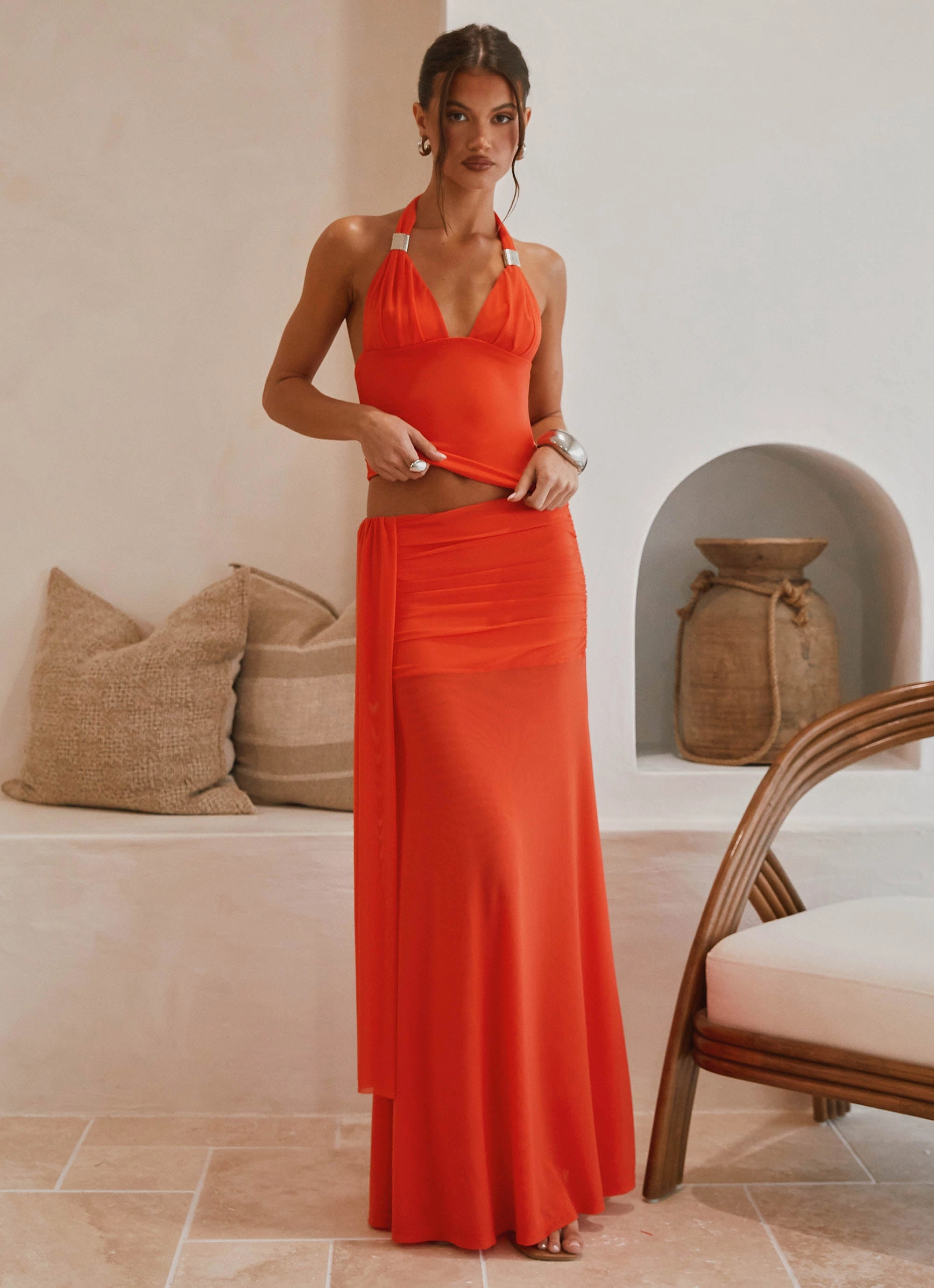 Blaze Maxi Skirt - Fire Red Outdoor Friendly