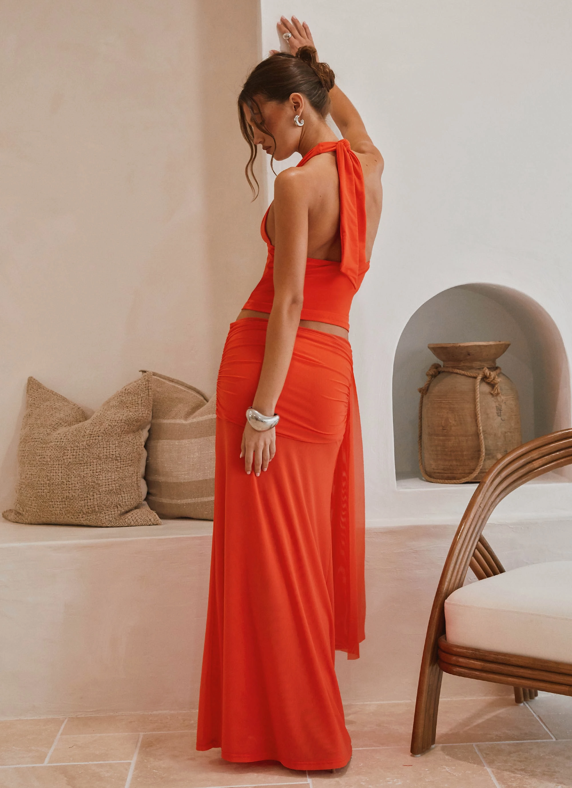 Chill Comfort Fit Blaze Maxi Skirt - Fire Red