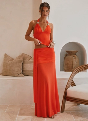 Blaze Maxi Skirt - Fire Red Outdoor Friendly