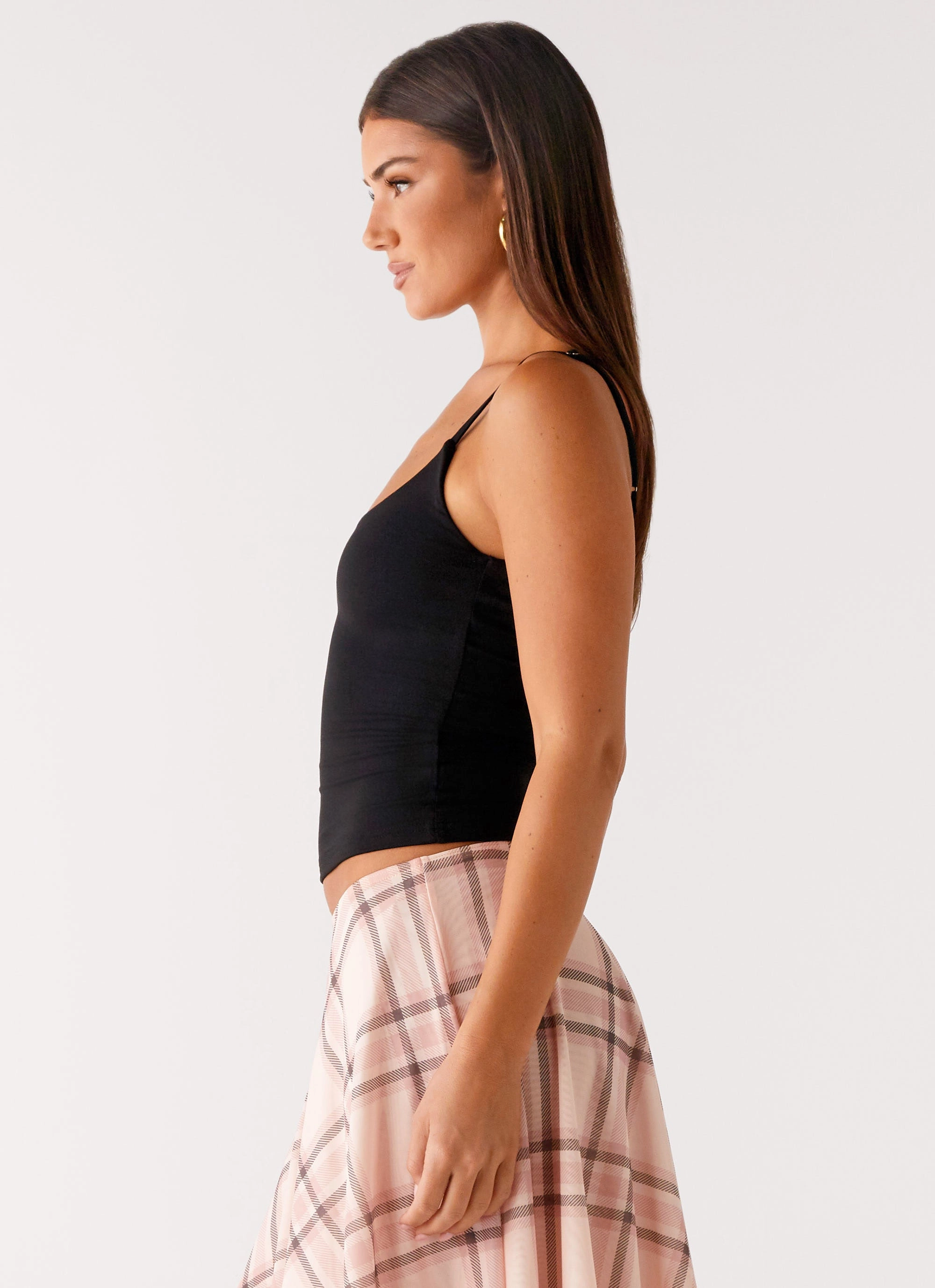 Blondie Tank Top - Black NoSlip Grip Breathable Linen Blend