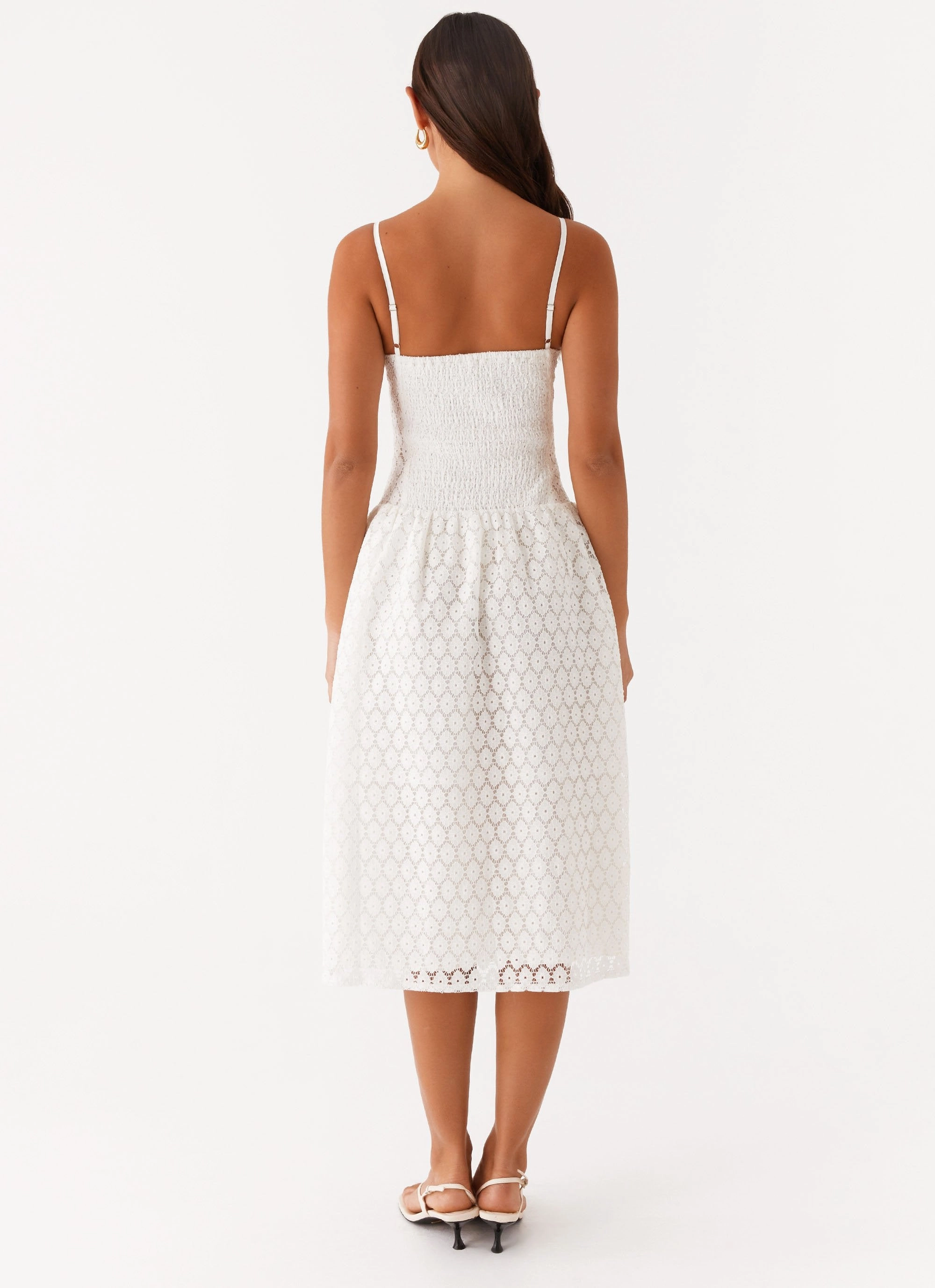 Chic Energy Blooming Corset Midi Dress - White