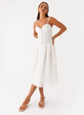 Blooming Corset Midi Dress - White skin friendly Everyday-Use