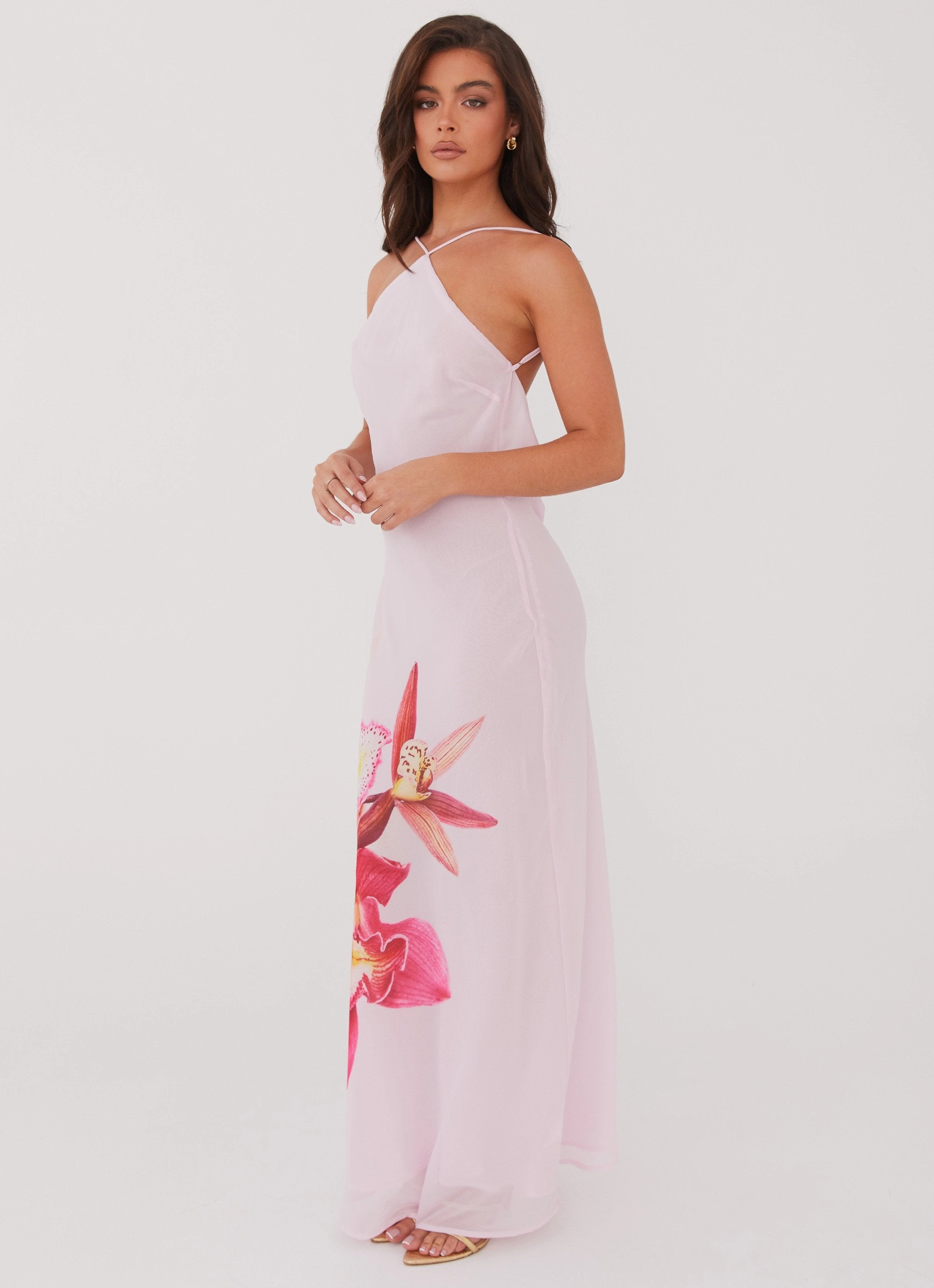 Blossom Hearts Maxi Dress - Pink Peony Autumn Look Edgy Layers