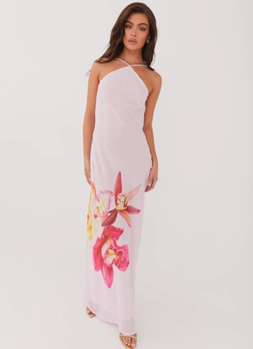 Understated Elegance Blossom Hearts Maxi Dress - Pink Peony