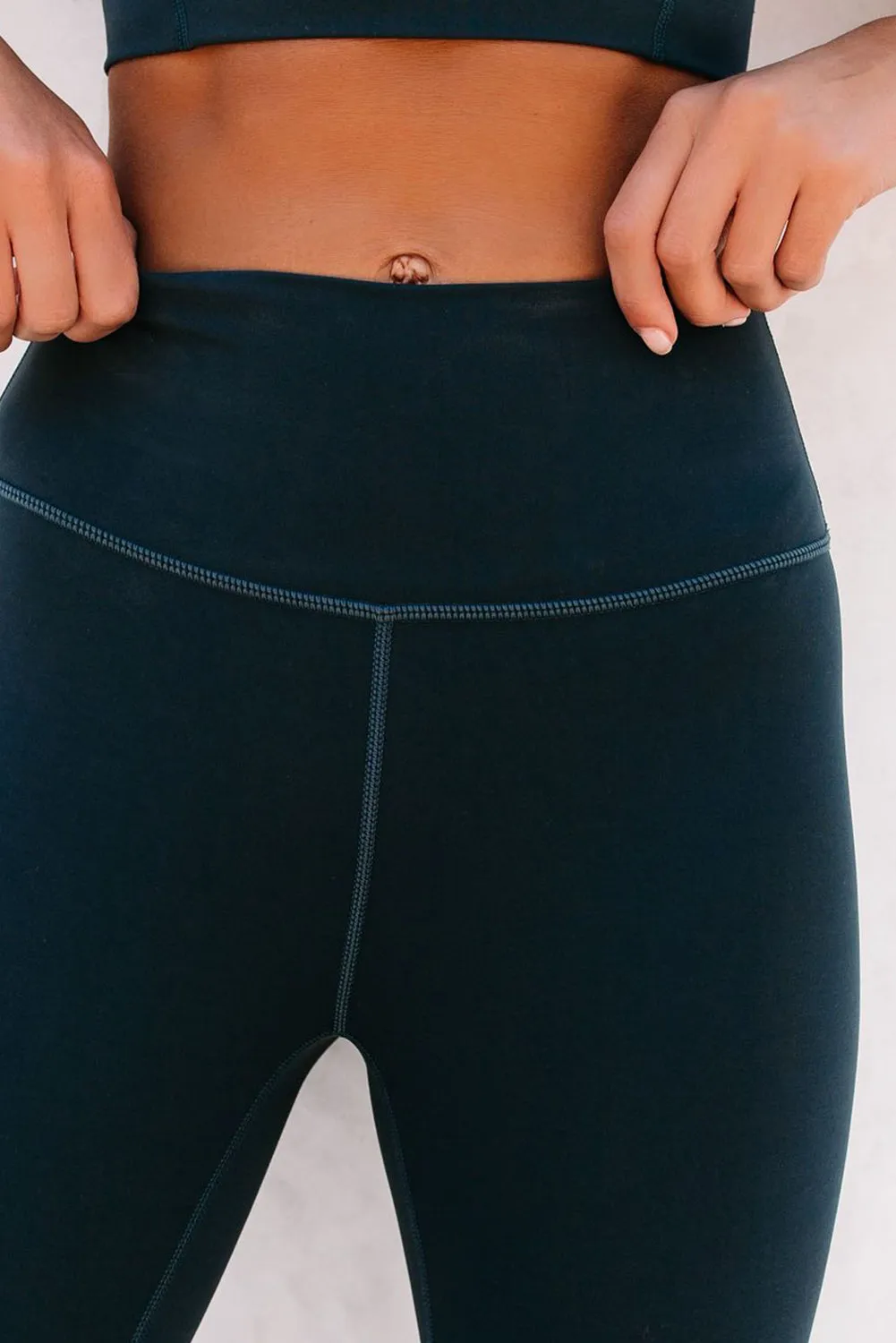 Blue Crop Yoga Bra And High Waist Leggings Sports Wear