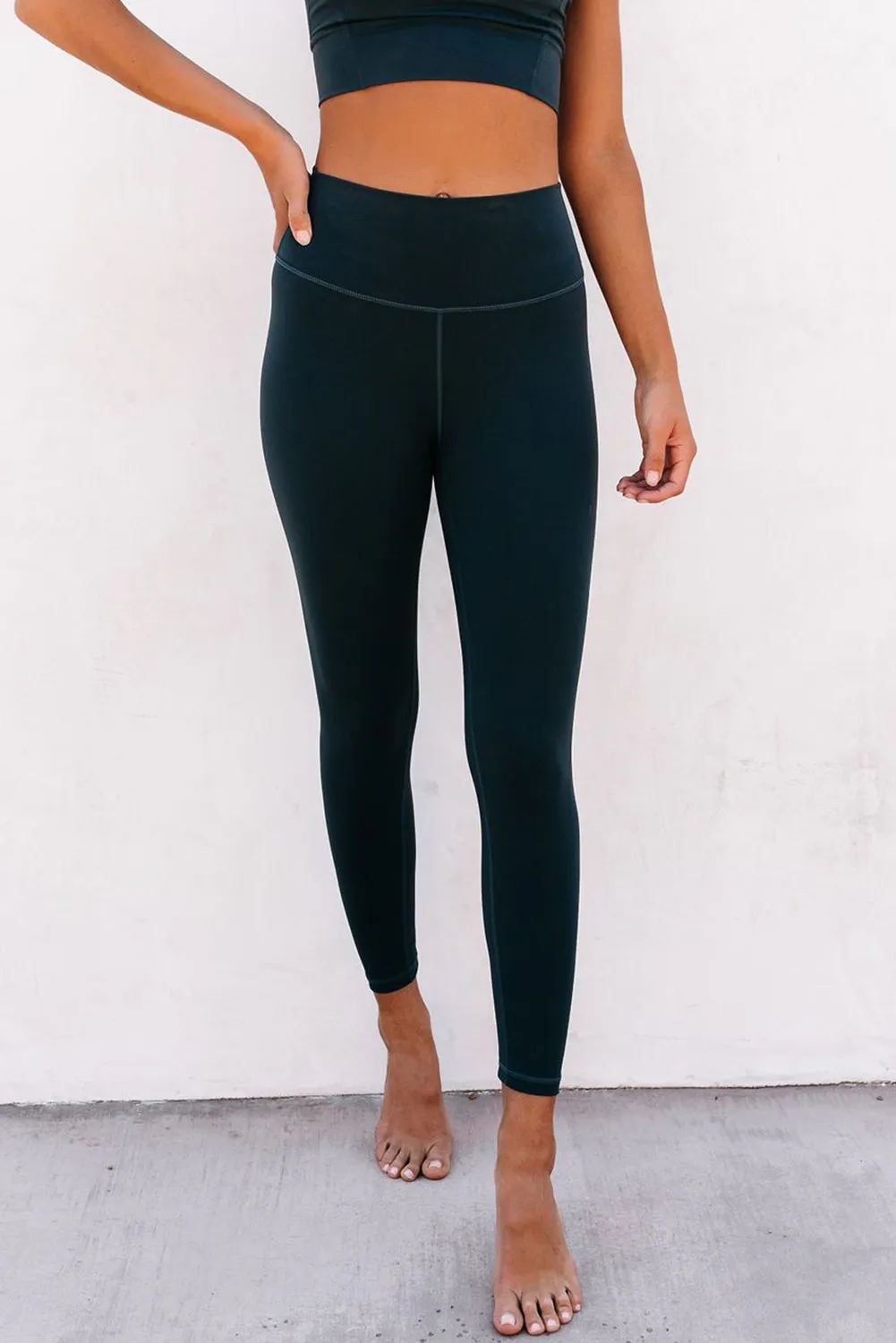 Blue Crop Yoga Bra And High Waist Leggings Sports Wear