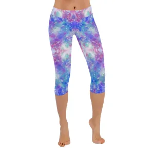 Blue Pink Aqua Capri Leggings up to 5 XL