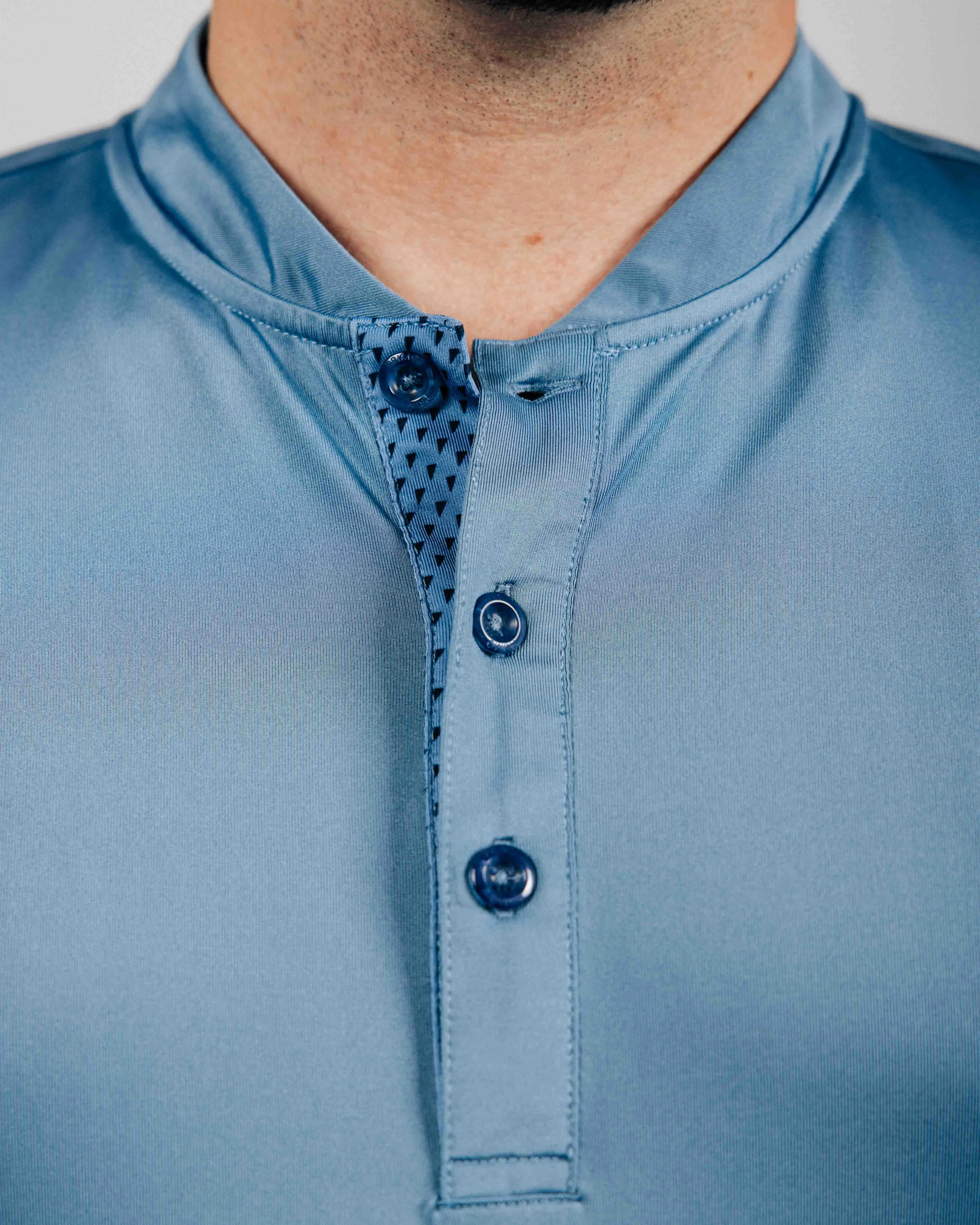 Blue Shadow Long Sleeve Blade Polo Anti Pilling Treatment
