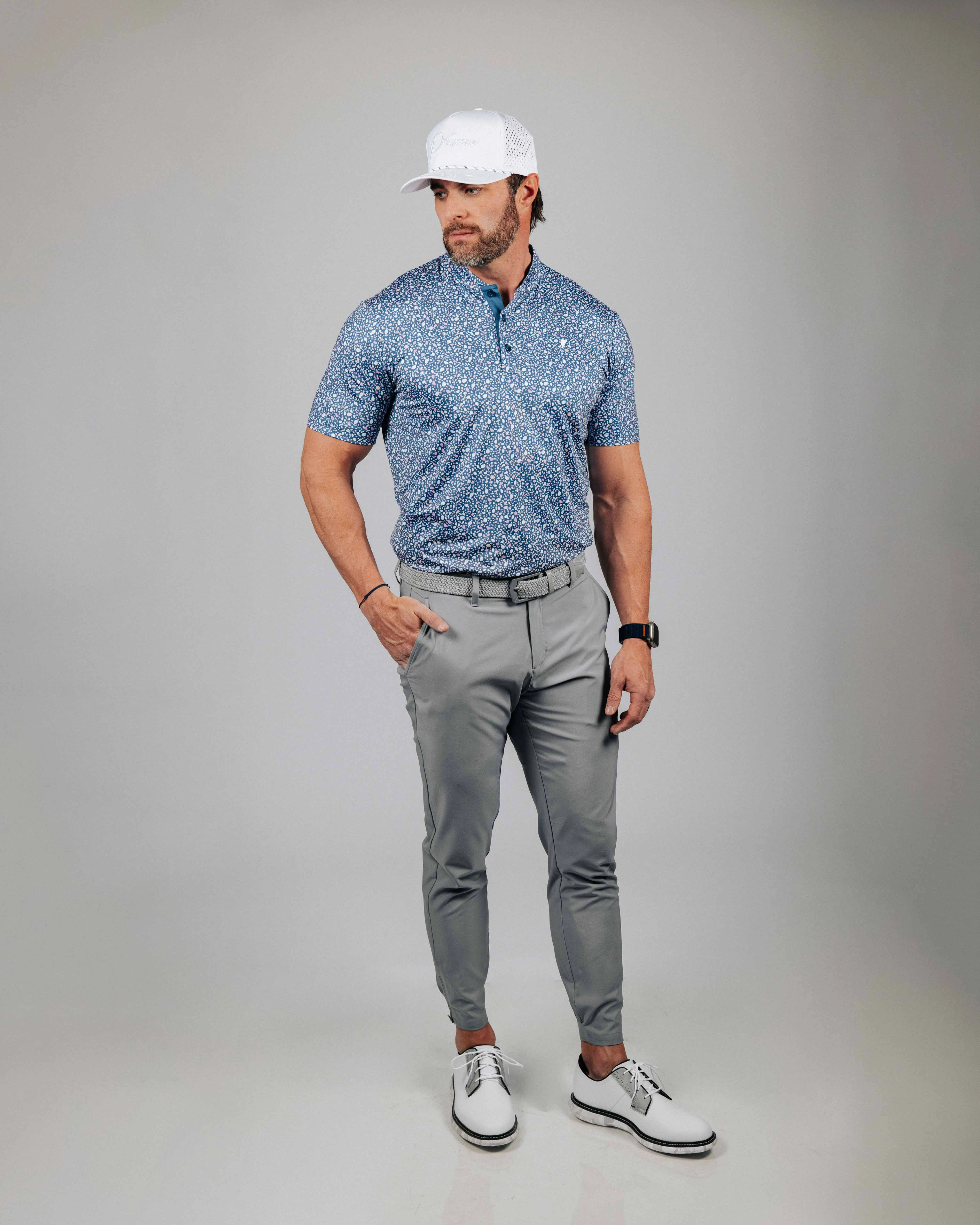 Blue Stained Glass Blade Collar Polo Layered Collar System Reflective details