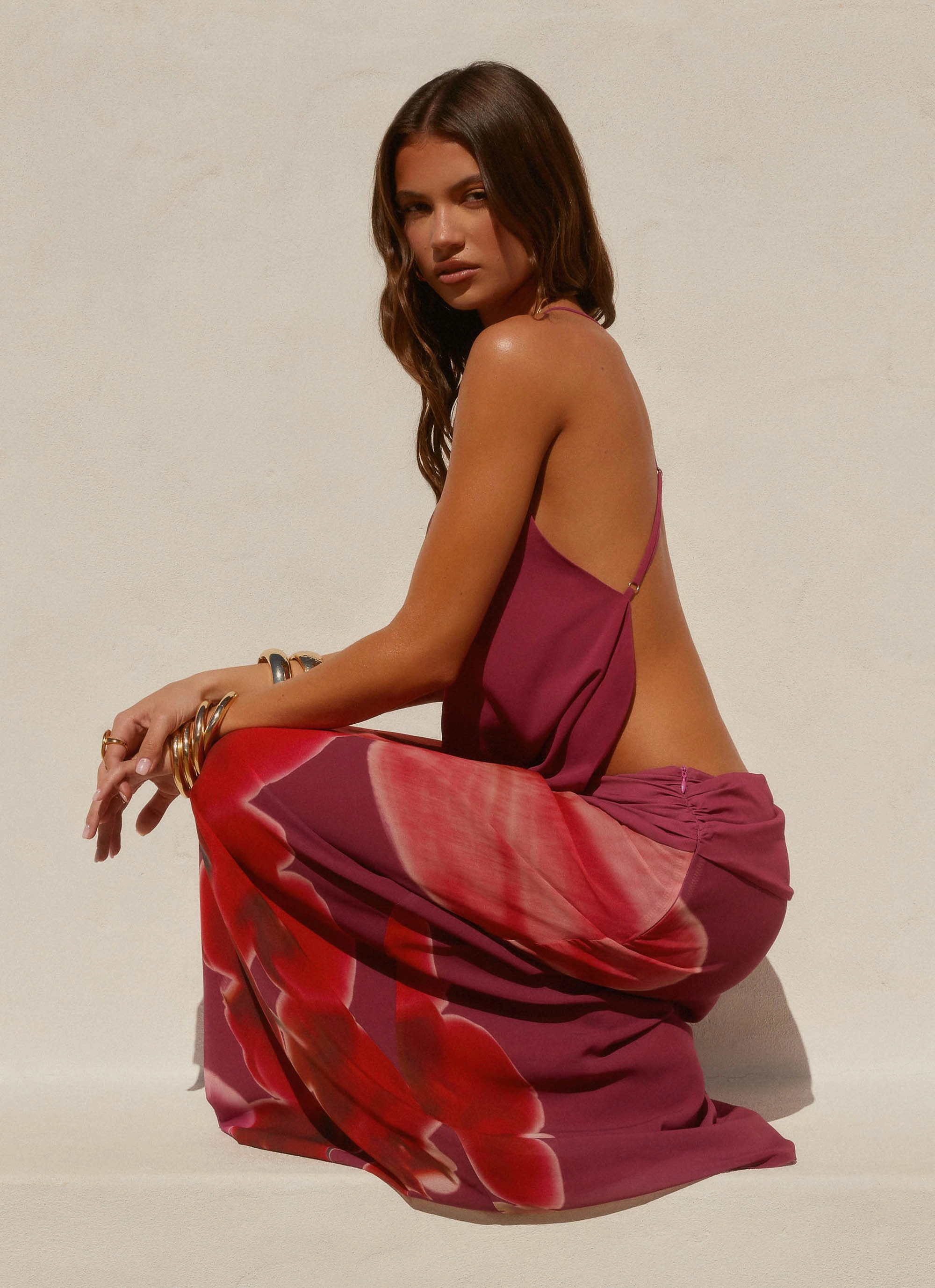 Weatherproof Seams Crisp Layer Blushing Bloom Maxi Skirt - Violette Bloom