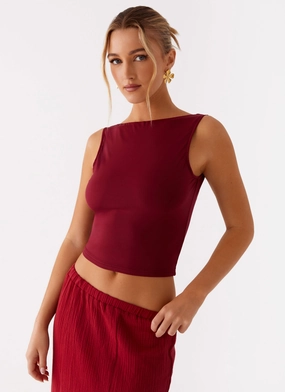 Blythe Top - Rhubard SweatWicking Fabric Sleeveless Tee