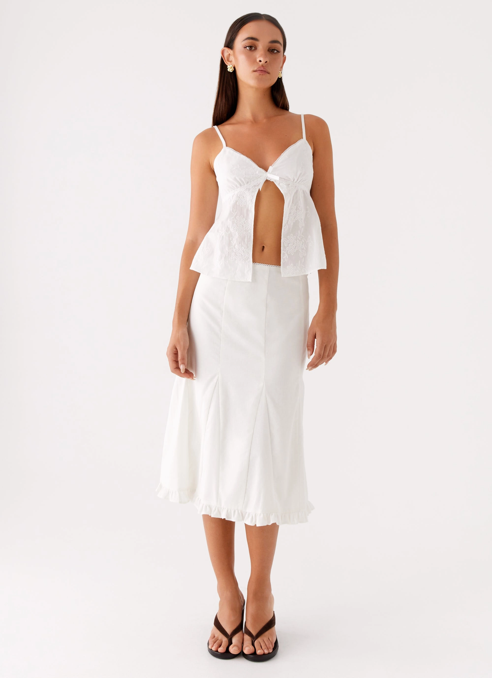 Durable Fit Alec Midi Skirt - White