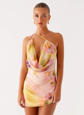 Bohemian Bliss Mesh Mini Dress - Sunburst Floral Perfect Cut
