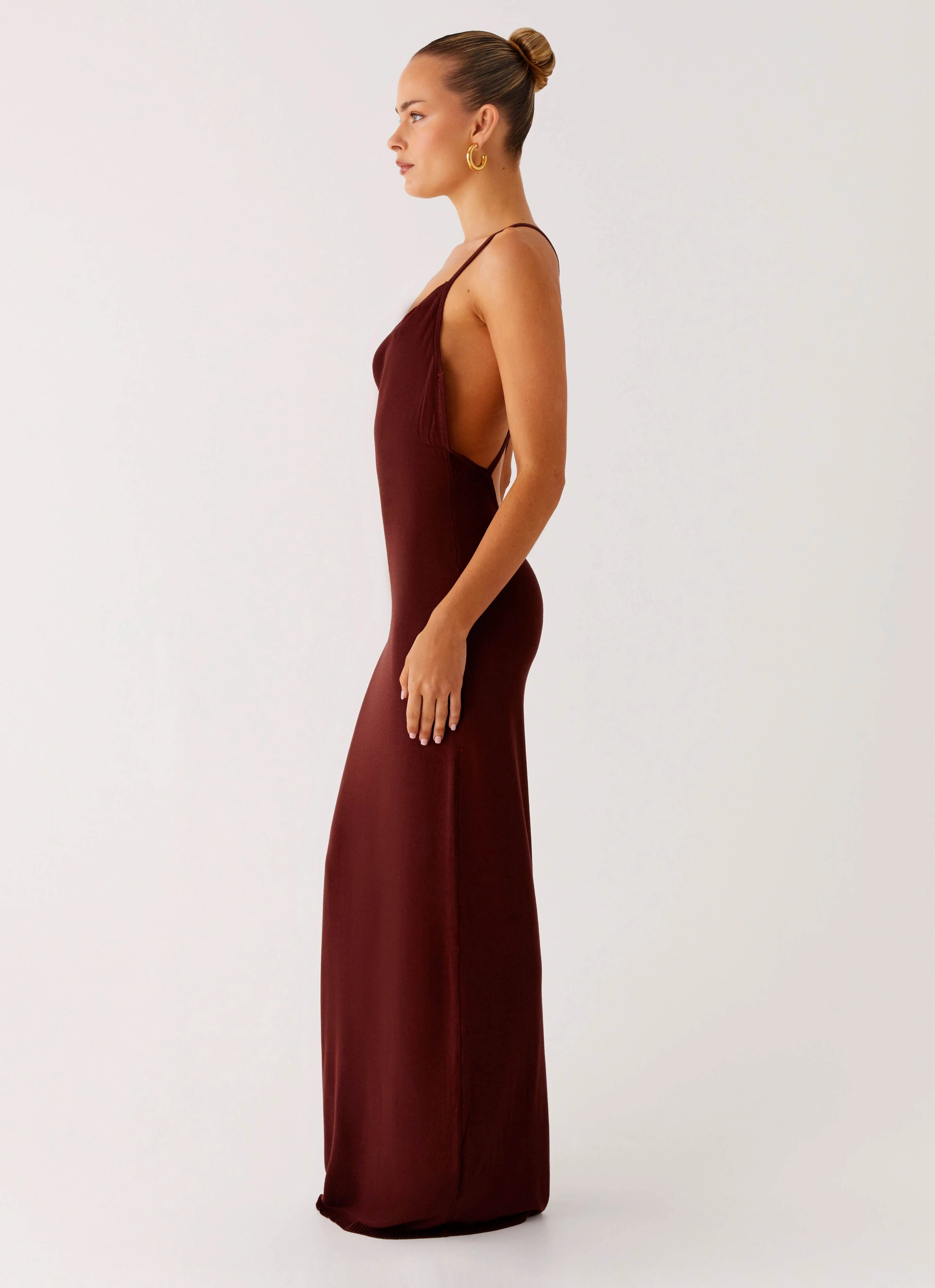 Chic and Elegant Elegant Waistband Fit Nomad Muse Maxi Dress - Chocolate